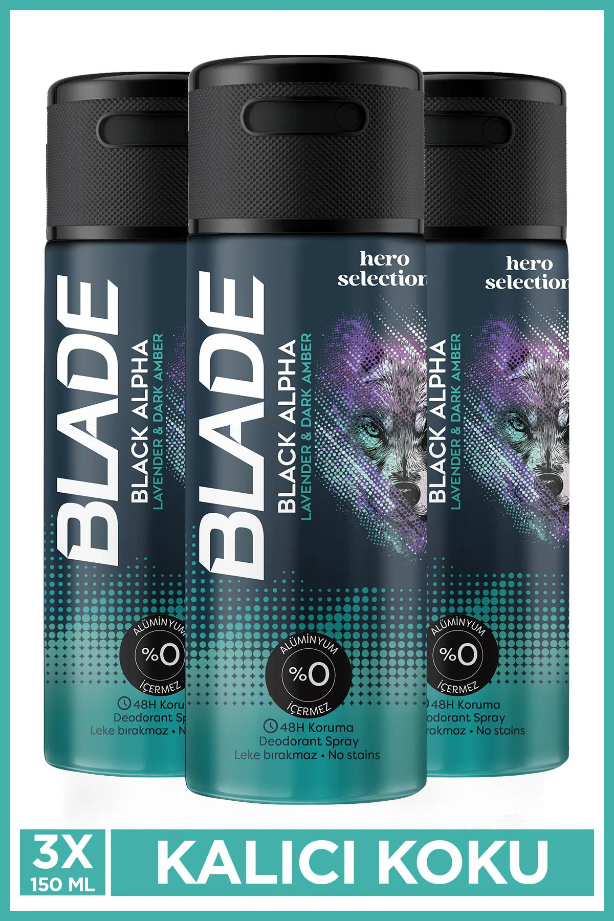 3 Adet Blade Hero Selection Serisi Black Alpha Erkek Deodorant 15