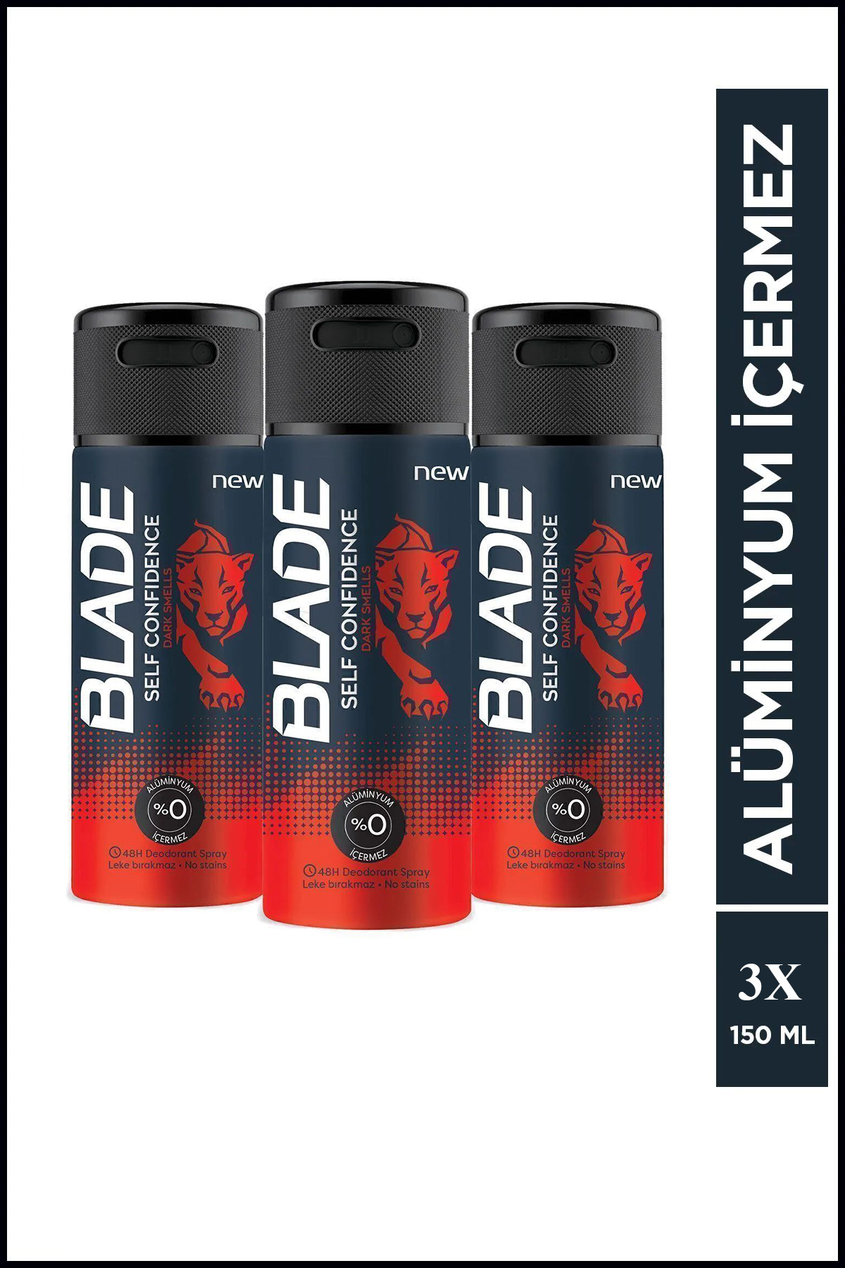 3 Adet Blade Self Confidence Erkek Deodorant 150 Ml Hızlı Kurur, 