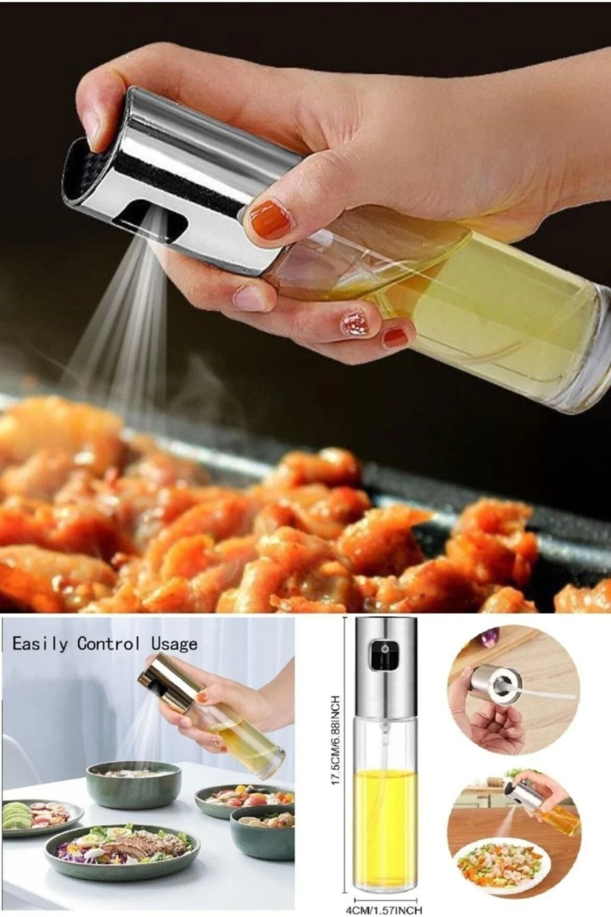 3 Adet Cam Yağdanlık Sprey 100 ml Pompalı Yağlık Sirkelik