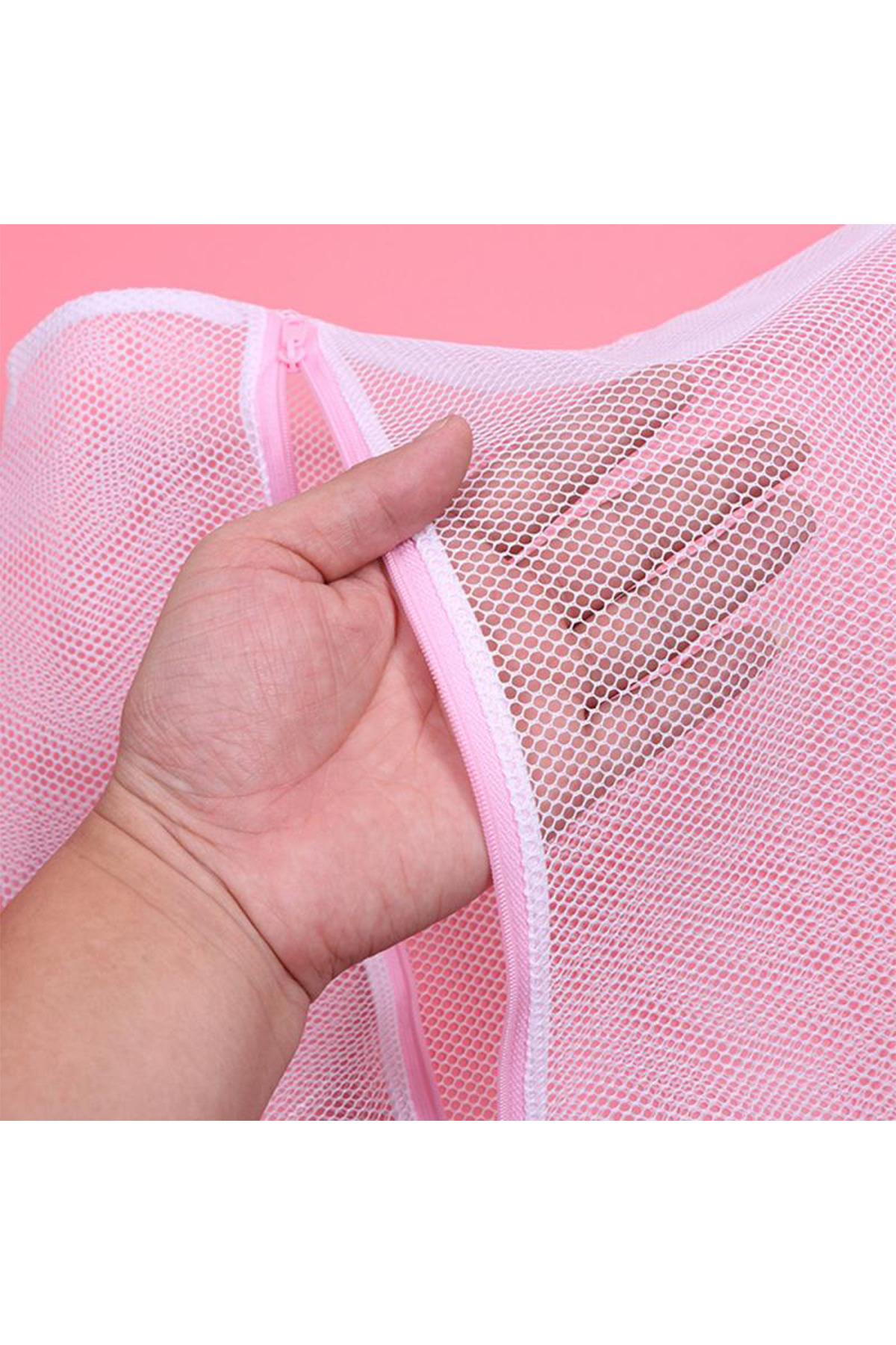 Pazar Kapısı 3 Adet Çamaşır Yıkama Filesi Seti Renkli Fermuarlı