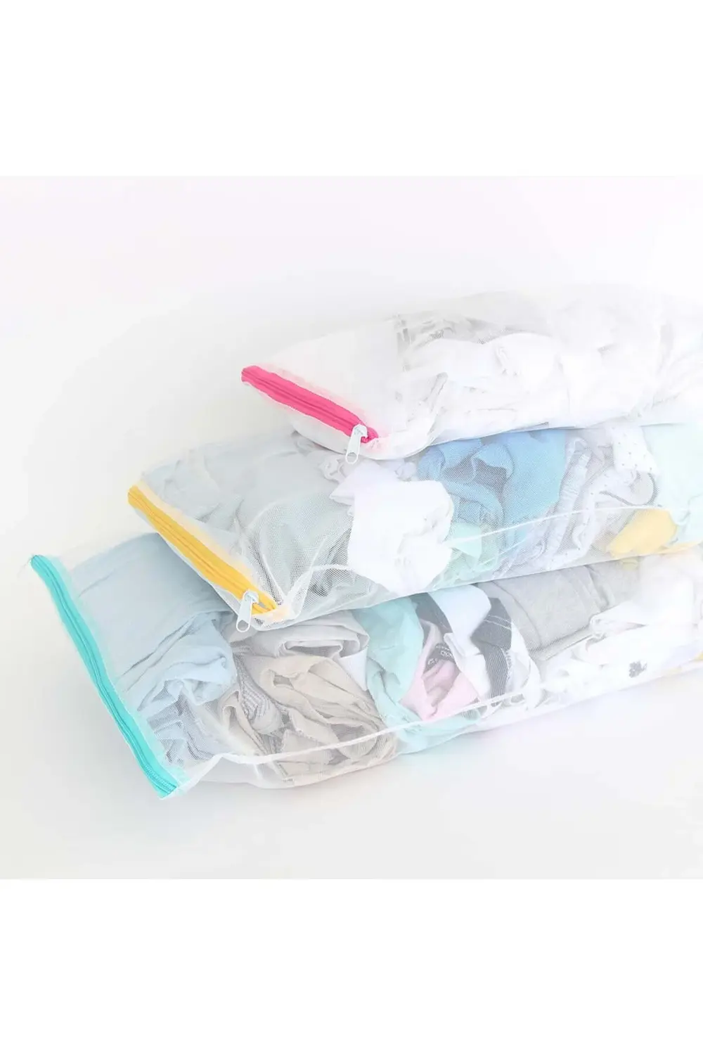 3 Adet Çamaşır Yıkama Filesi Renkli Fermuarlı