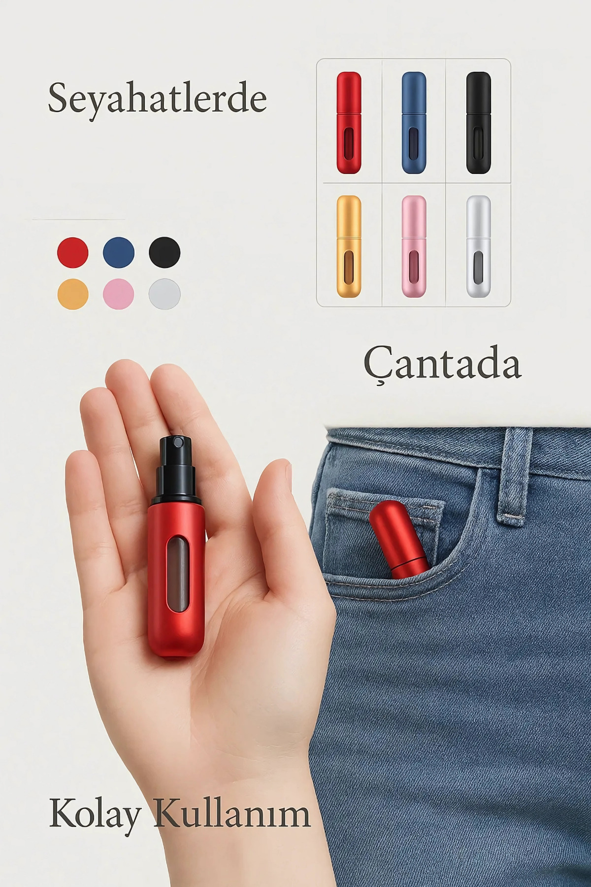 3 Adet Cep Parfüm Şişesi 5ml Doldurulabilir Mini Küçük Boş Parfüm