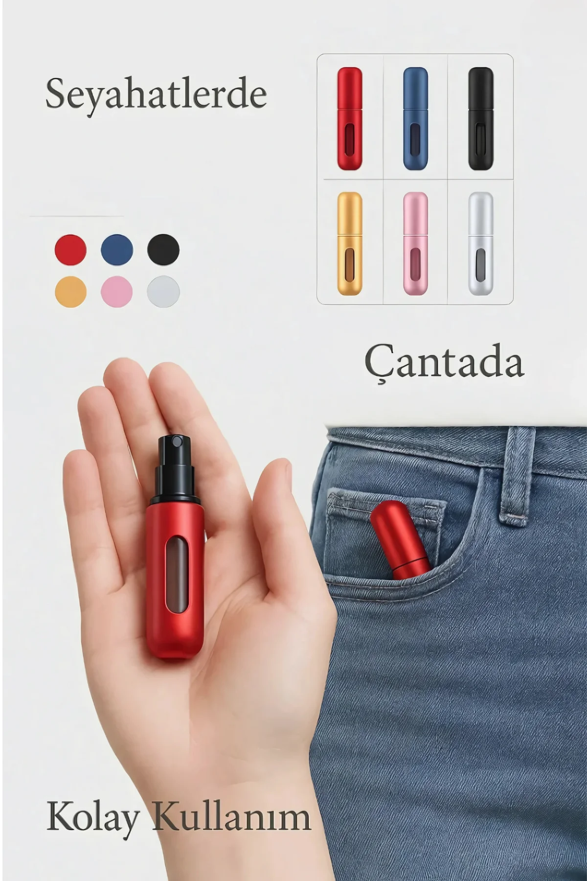 3 Adet Cep Parfüm Şişesi 5ml Doldurulabilir Mini Küçük Boş Parfüm Doldurma Şişesi Cep Boy - Görsel 3