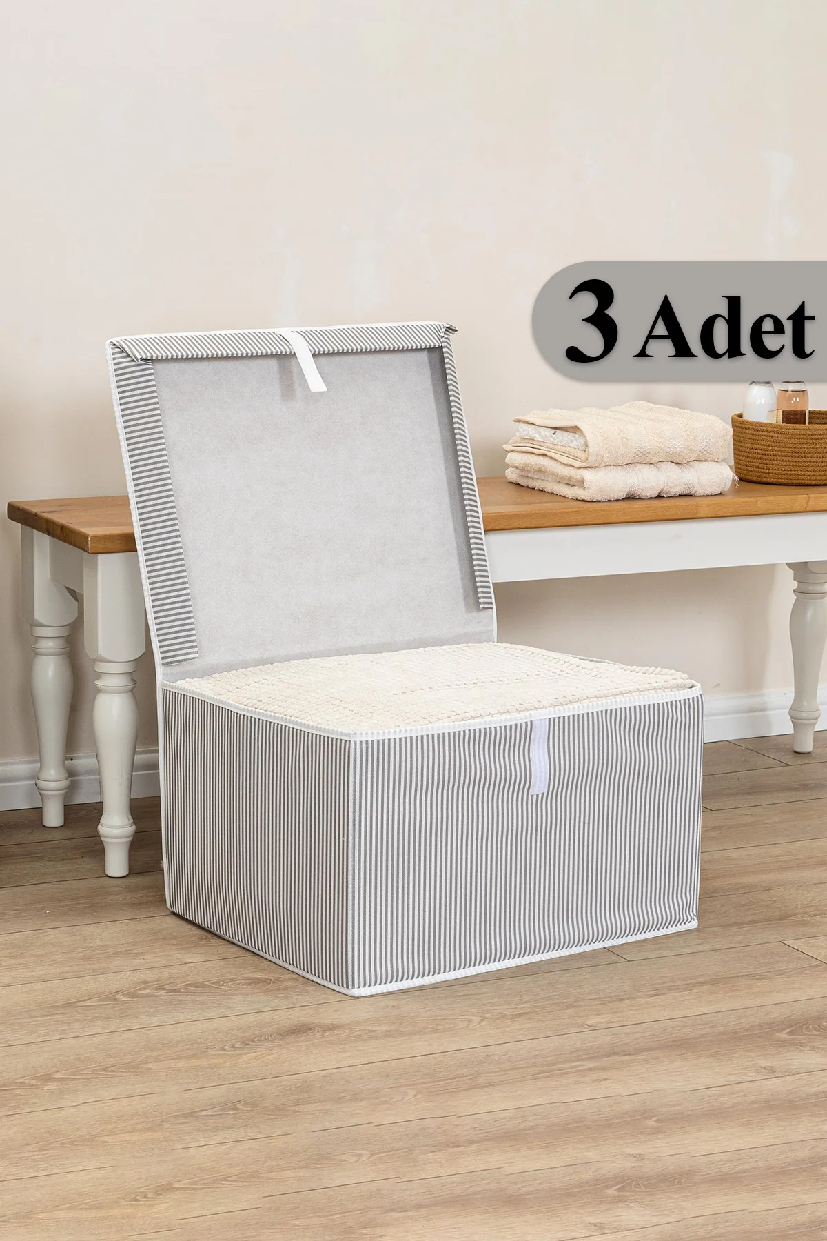 3 Adet Çok Amaçlı Düzenleyici Kutu Maxi Kahverengi 50*40*30cm
