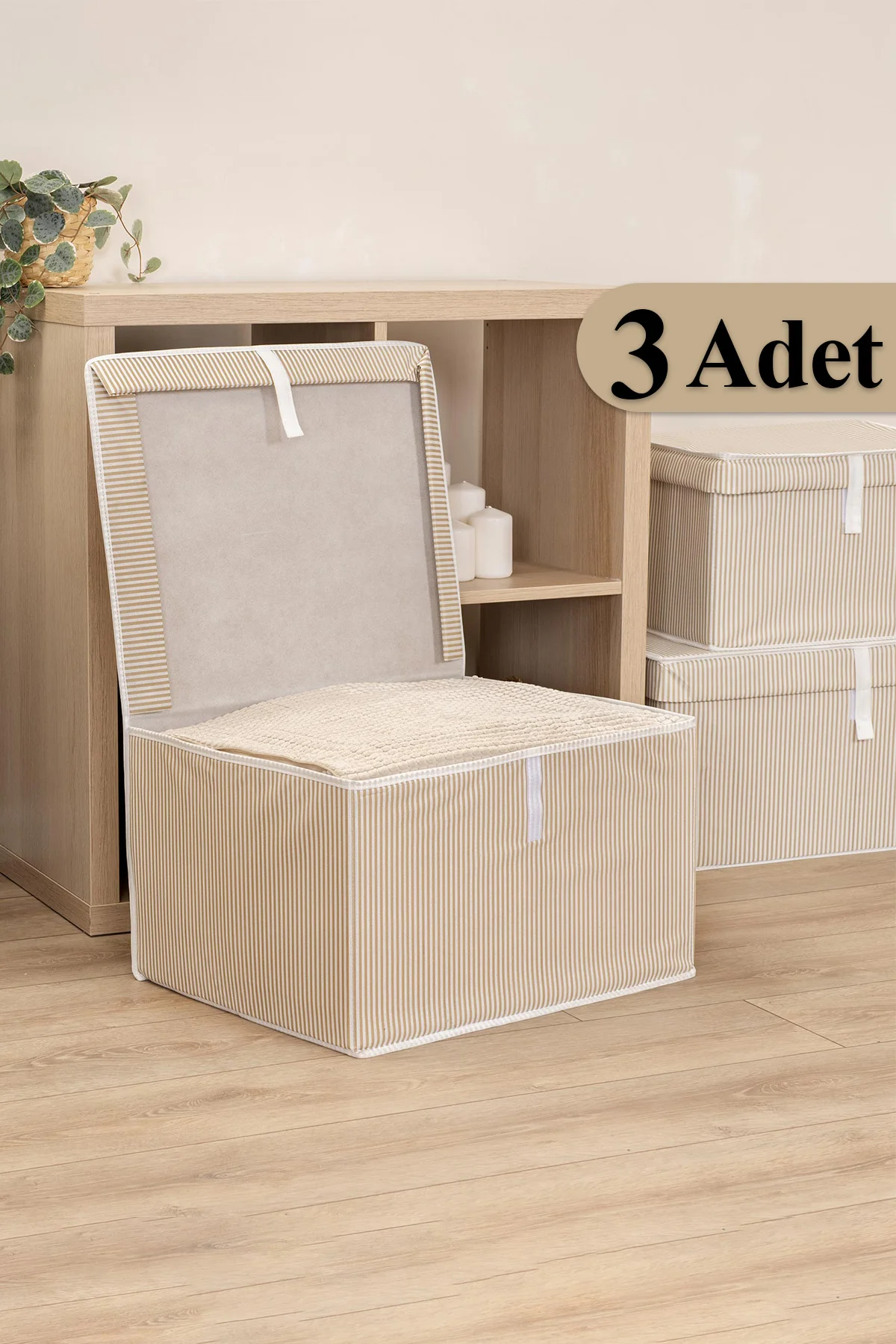 3 Adet Çok Amaçlı Düzenleyici Kutu Maxi Kahverengi 50*40*30cm