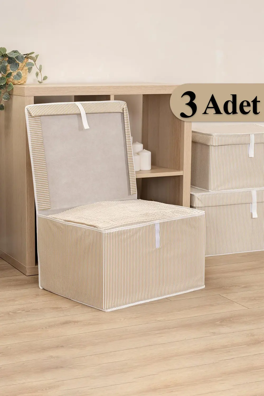 3 Adet Çok Amaçlı Düzenleyici Kutu Maxi Kahverengi 50*40*30cm