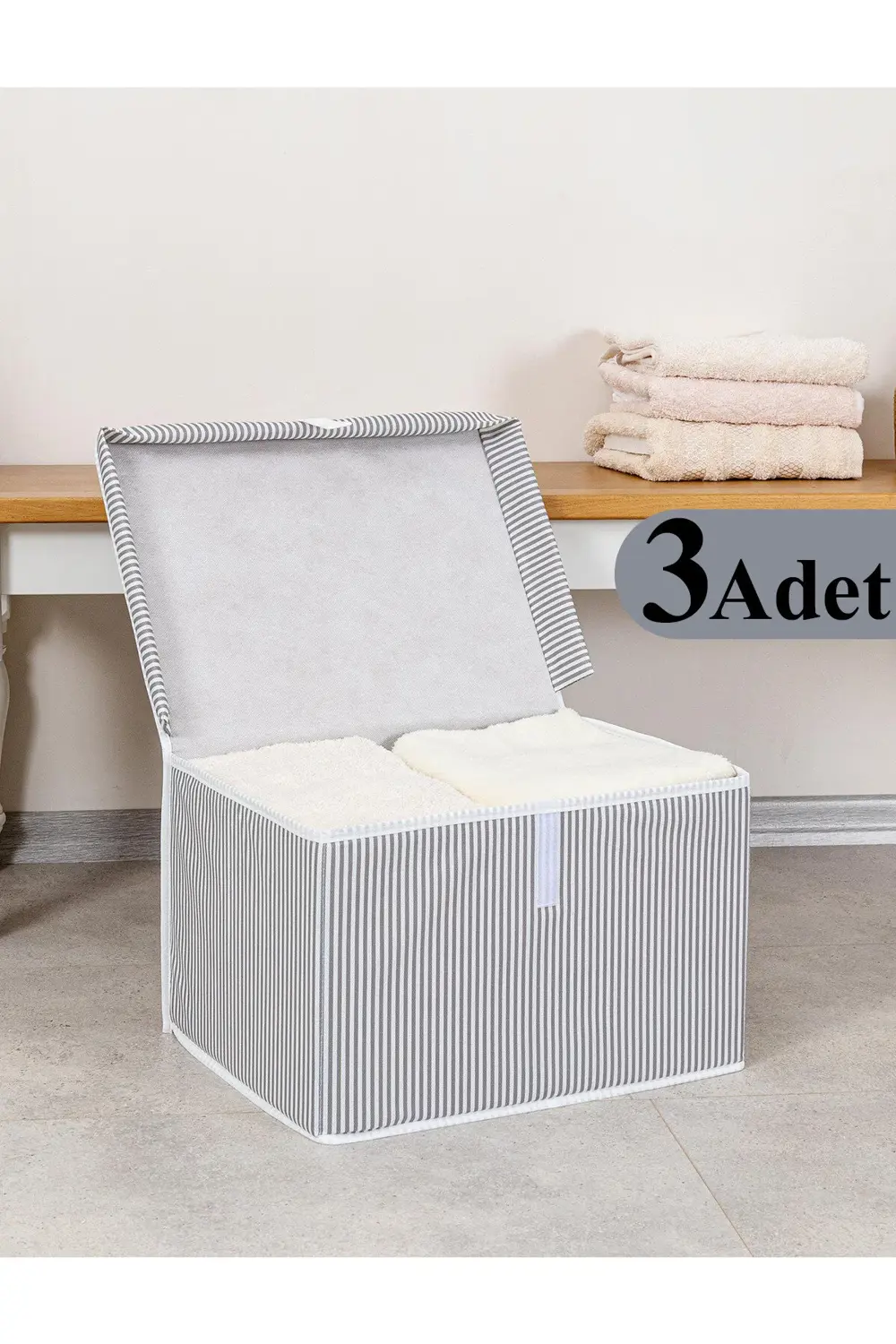 Pazar Kapısı 3 Adet Çok Amaçlı Düzenleyici Kutu Mini Boy Gri - Ddlc-667