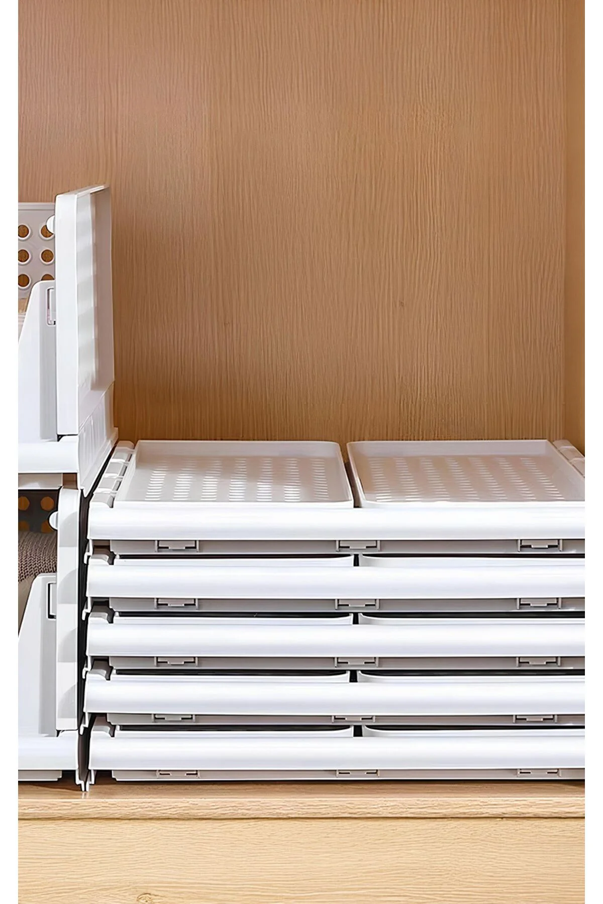 3 Adet Çok Amaçlı Kayar Raf Dolap Içi Kıyafet Ve Ev Aksesuarı Düz