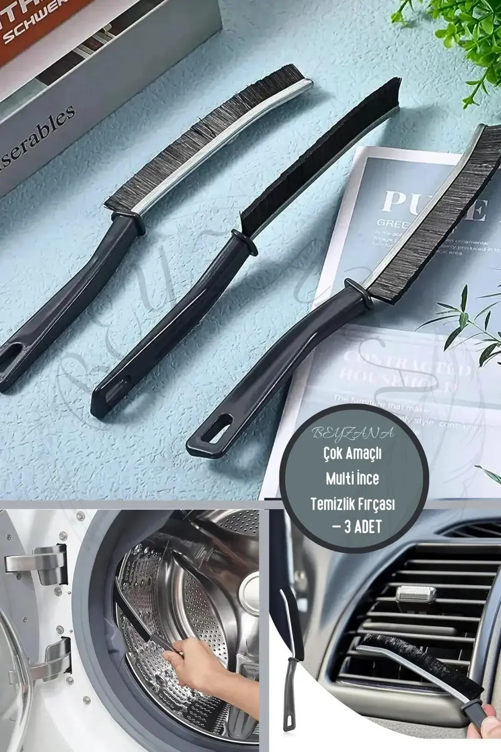 3 ADET Çok Amaçlı Multi İnce Temizlik Fırçası Derz Arası Banyo Mu