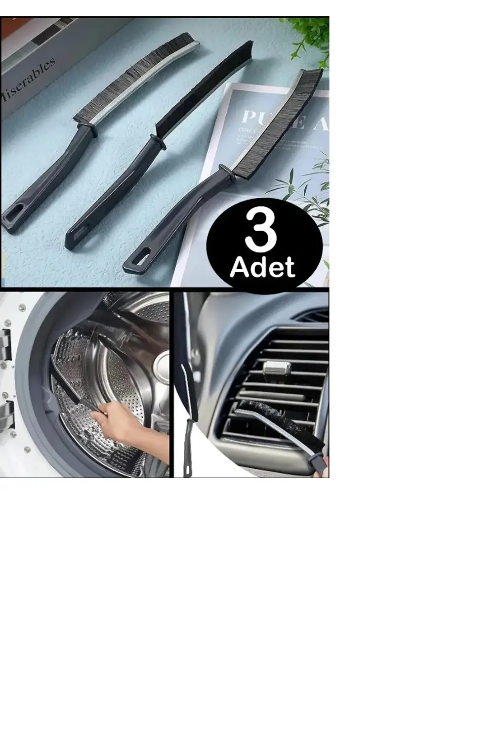 3 Adet Çok Amaçlı  Temizlik Fırçası Derz Arası Banyo Mutfak Lavab