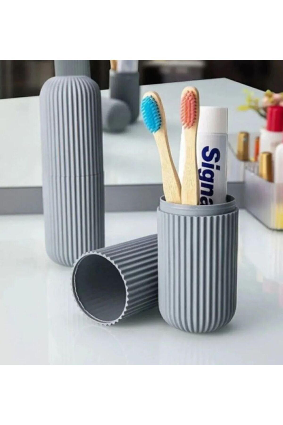 3 adet diş fırçası diş macunu saklama kutusu saklama kabı organiz