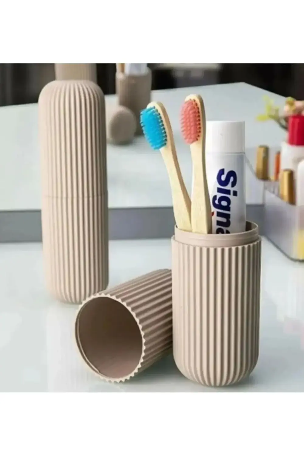 3 adet diş fırçası diş macunu saklama kutusu saklama kabı organiz