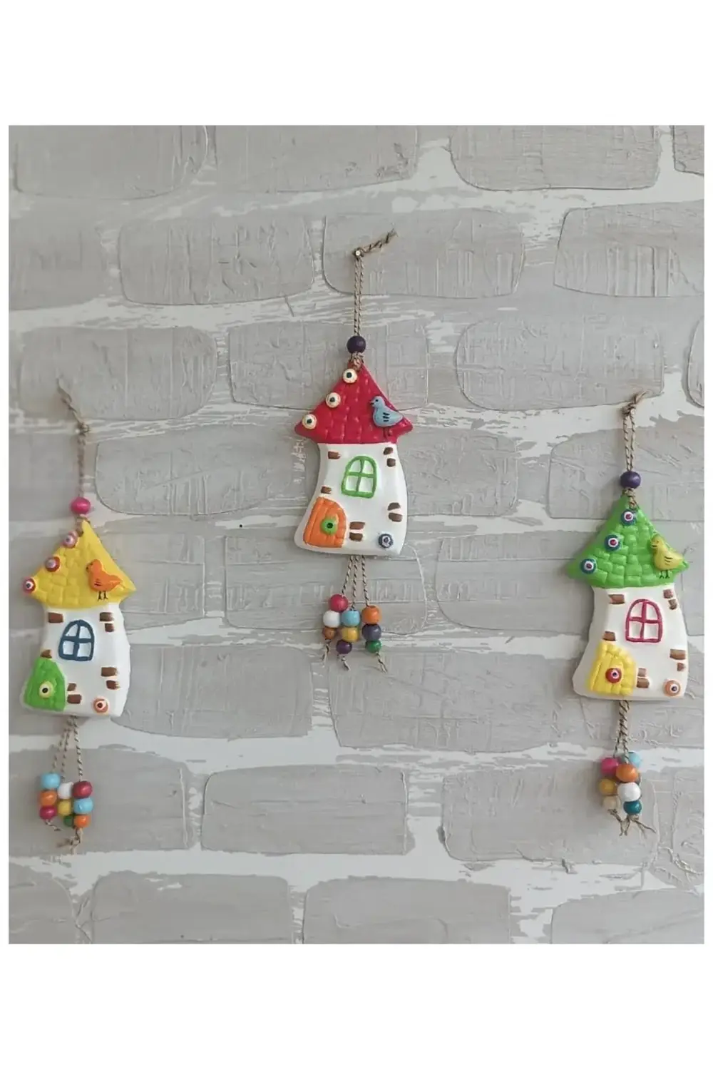 3 Adet El Boyaması Duvar Balkon Ve Bahçe Süsü