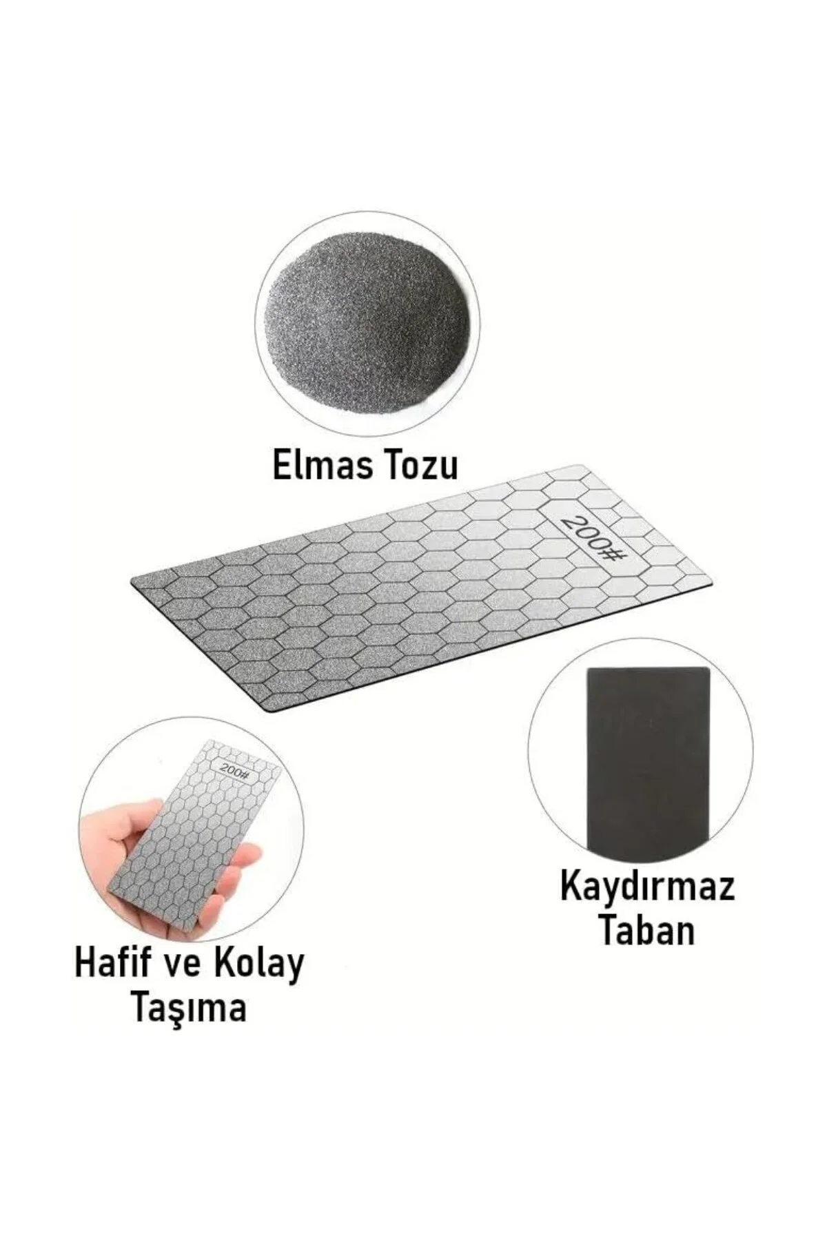 3 Adet Elmas Biley Seti Bıçak Bileme Taşı Sulu veya Susuz Biley U