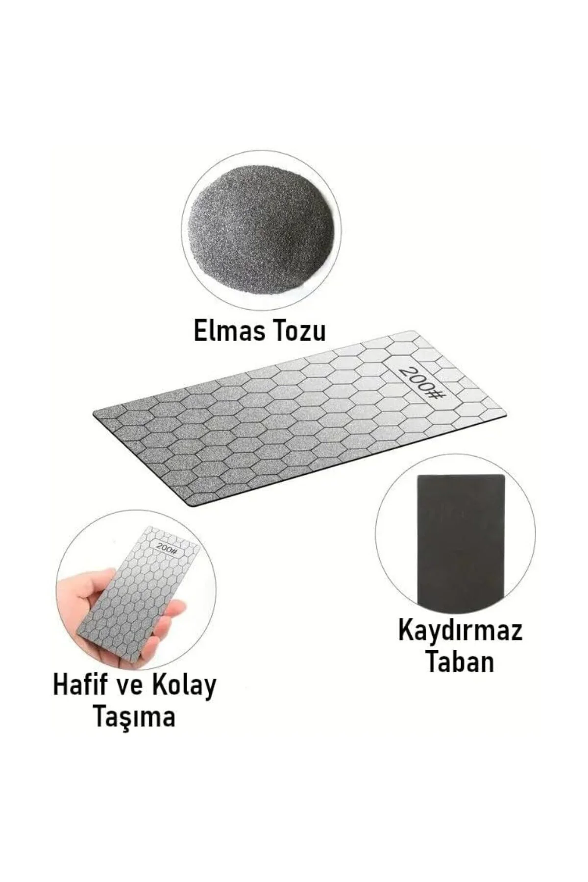 3 Adet Elmas Biley Seti Bıçak Bileme Taşı Sulu veya Susuz Biley Uzun Ömürlü Aşınm