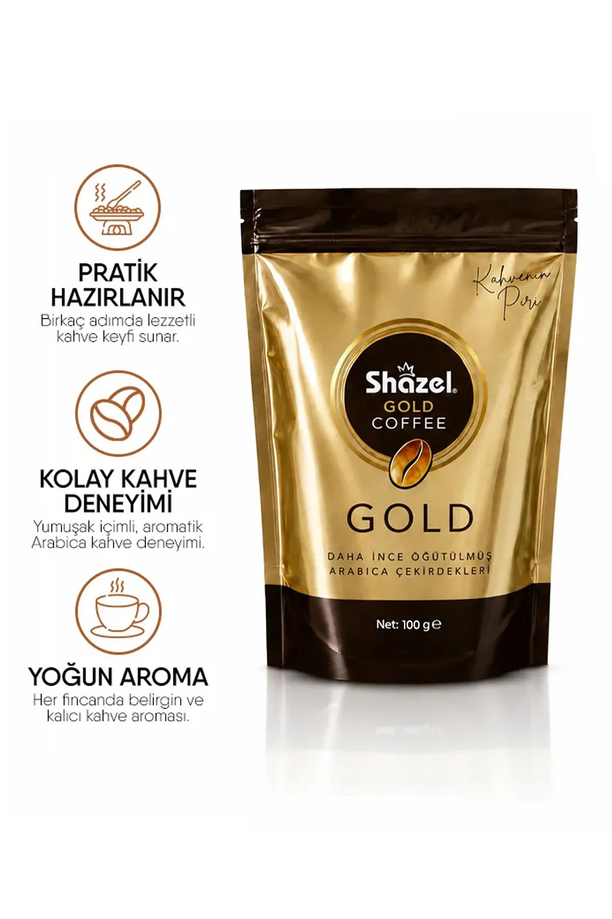 3 Adet Gold Çözünebilir Granül Kahve 100 gr %100 Arabica 3 Adet Gold Çözünebilir Granül Kahve 100 gr %100 Arabica