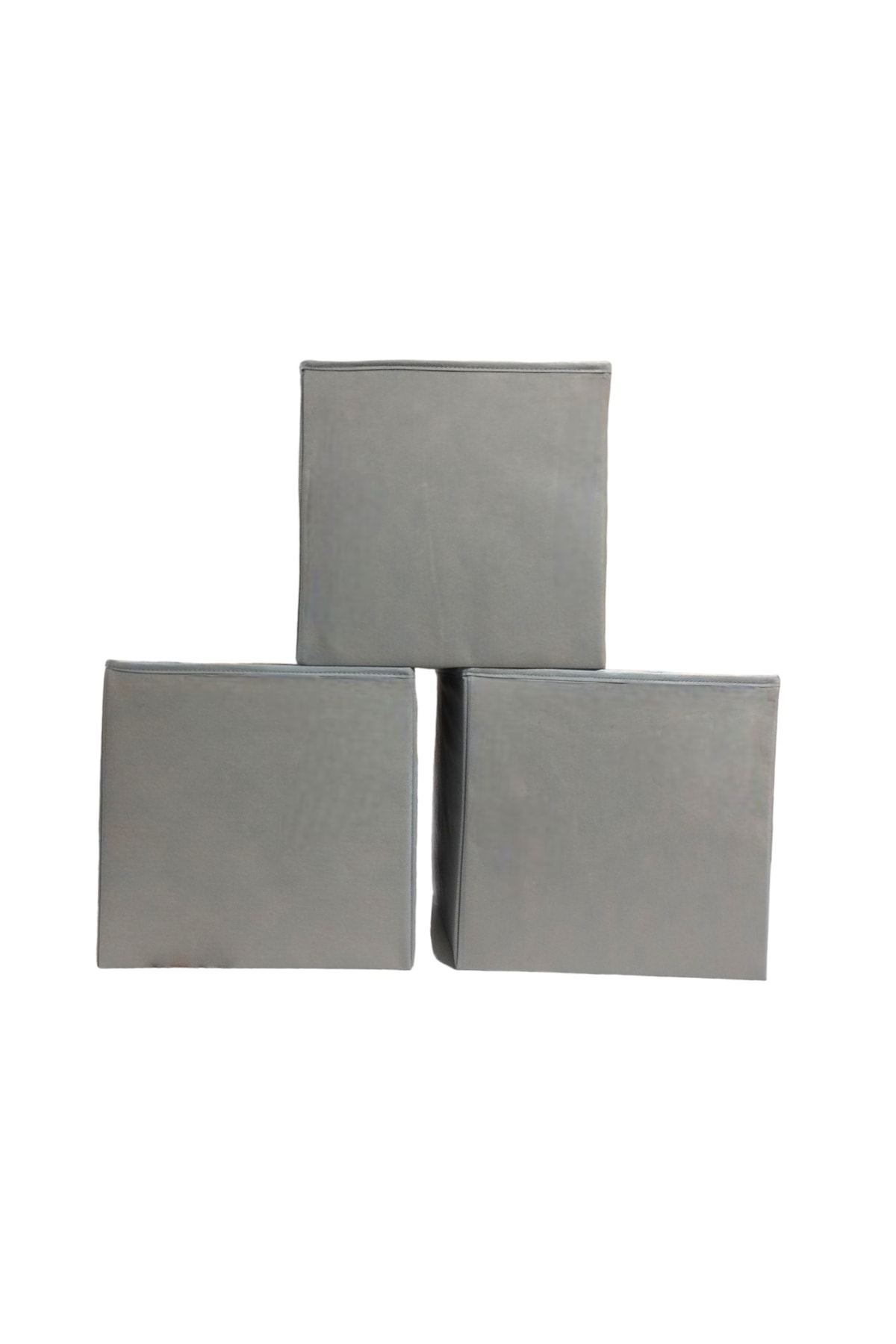 Balkan Room 3 Adet Gri Çok Amaçlı Dolap Düzenleyici Kutu Dekoratif Saklama Ku