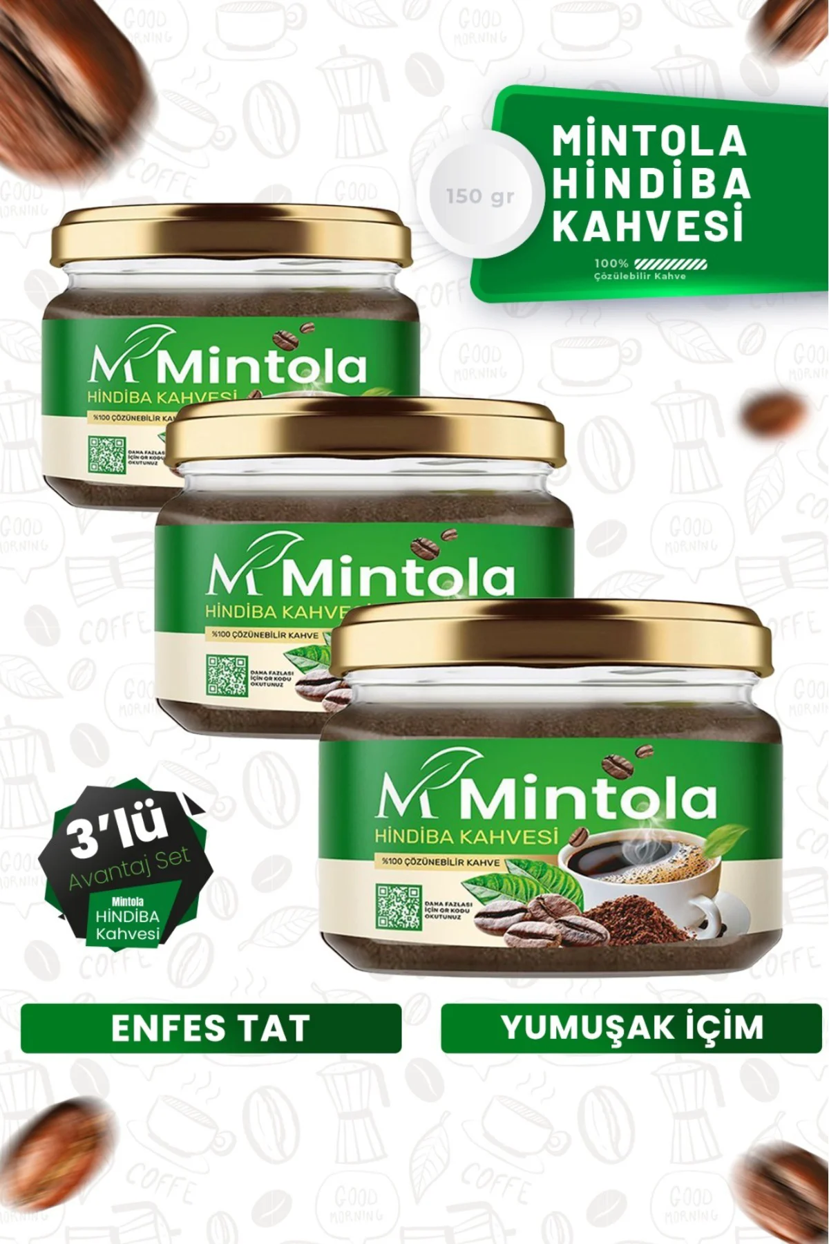3 Adet Hindiba Kahvesi 3 x 150 gr