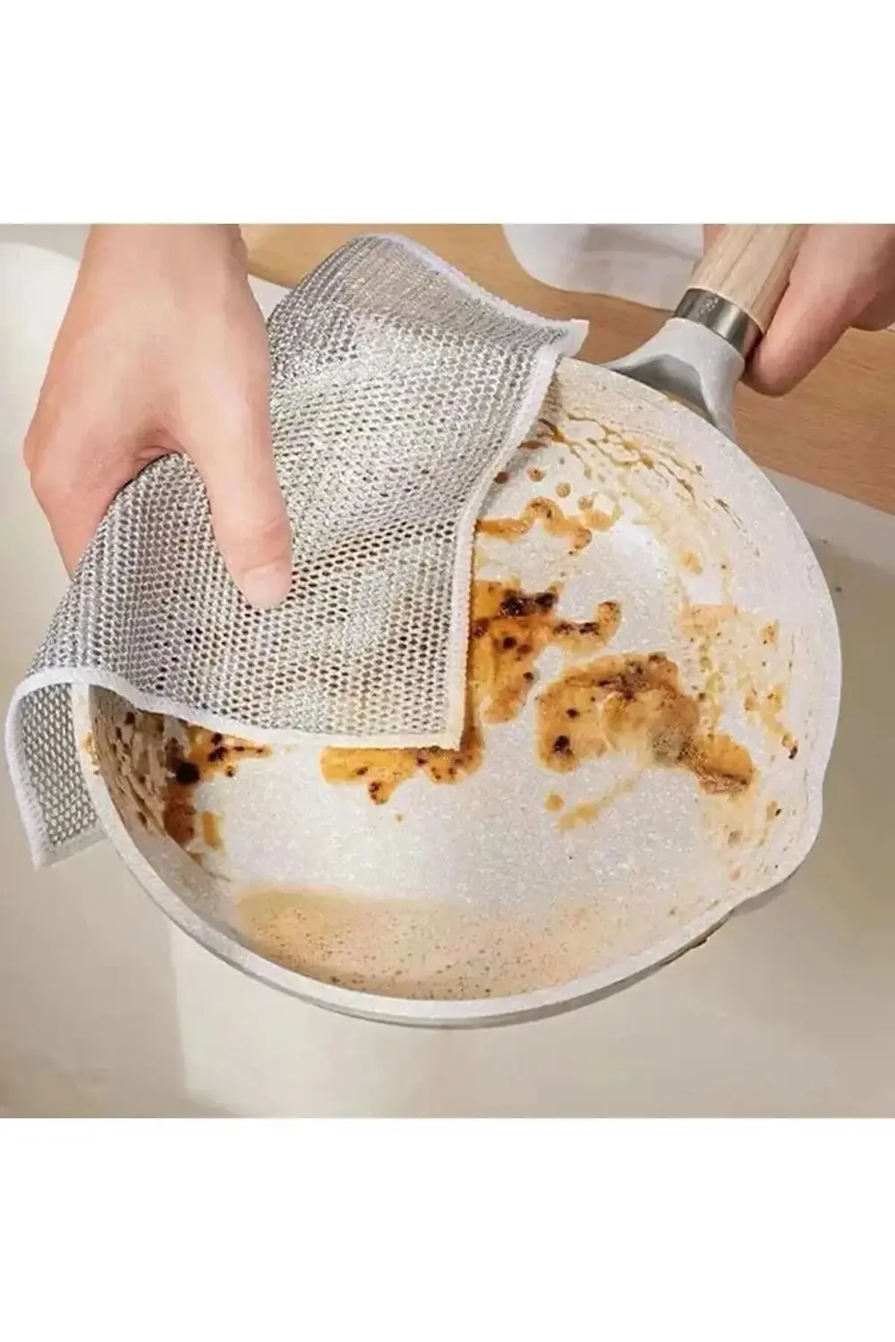 3 Adet Ince Telli Bulaşık Bezi Yag Ve Kir Sökücü Bez Tel Çizmez B