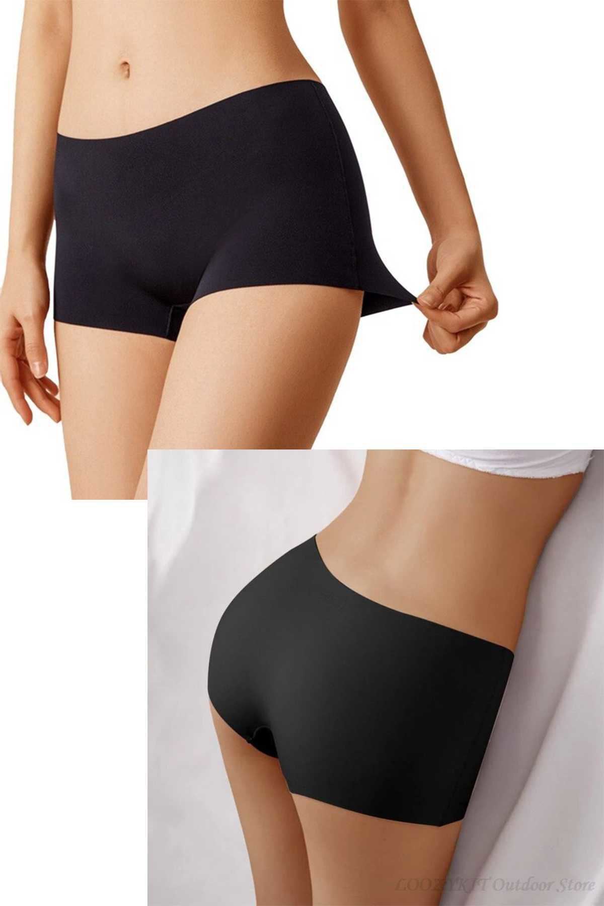 Just Cheap Store 3 Adet Kadin Dikişsiz Görünmez İz Yapmaz Mini Şort Boxer Siyah