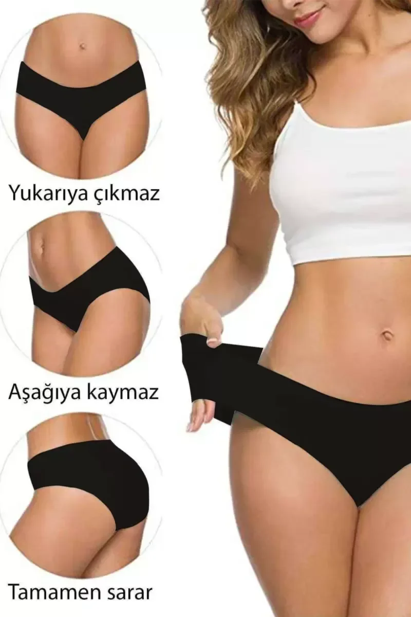 3 Adet Kadın Dikişsiz Lazer Kesim Esnek İz yapmayan Külot S2 muda