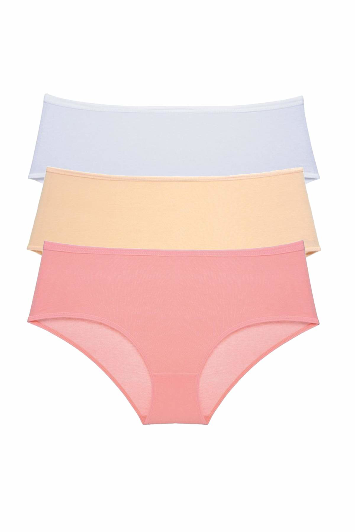 3 Adet Kadın Yüksek Bel Bato Külot Beyaz Ten Pudra