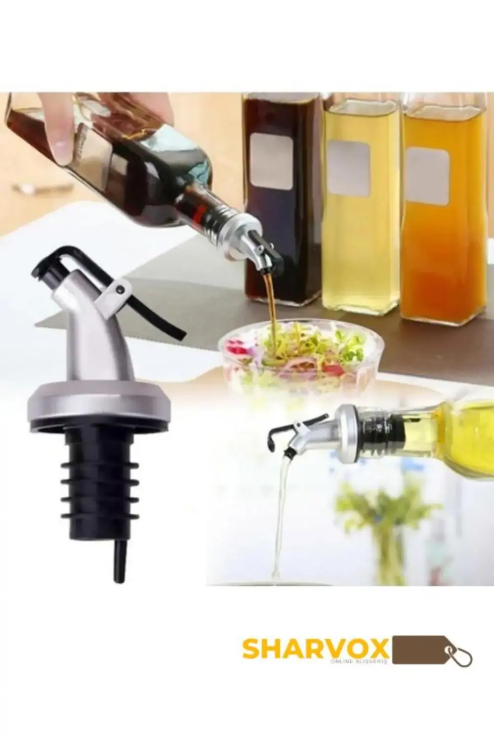 3 Adet Kapaklı Şişe Ucu Servis Aparatı – Damlalık Yağdanlık Tıpa