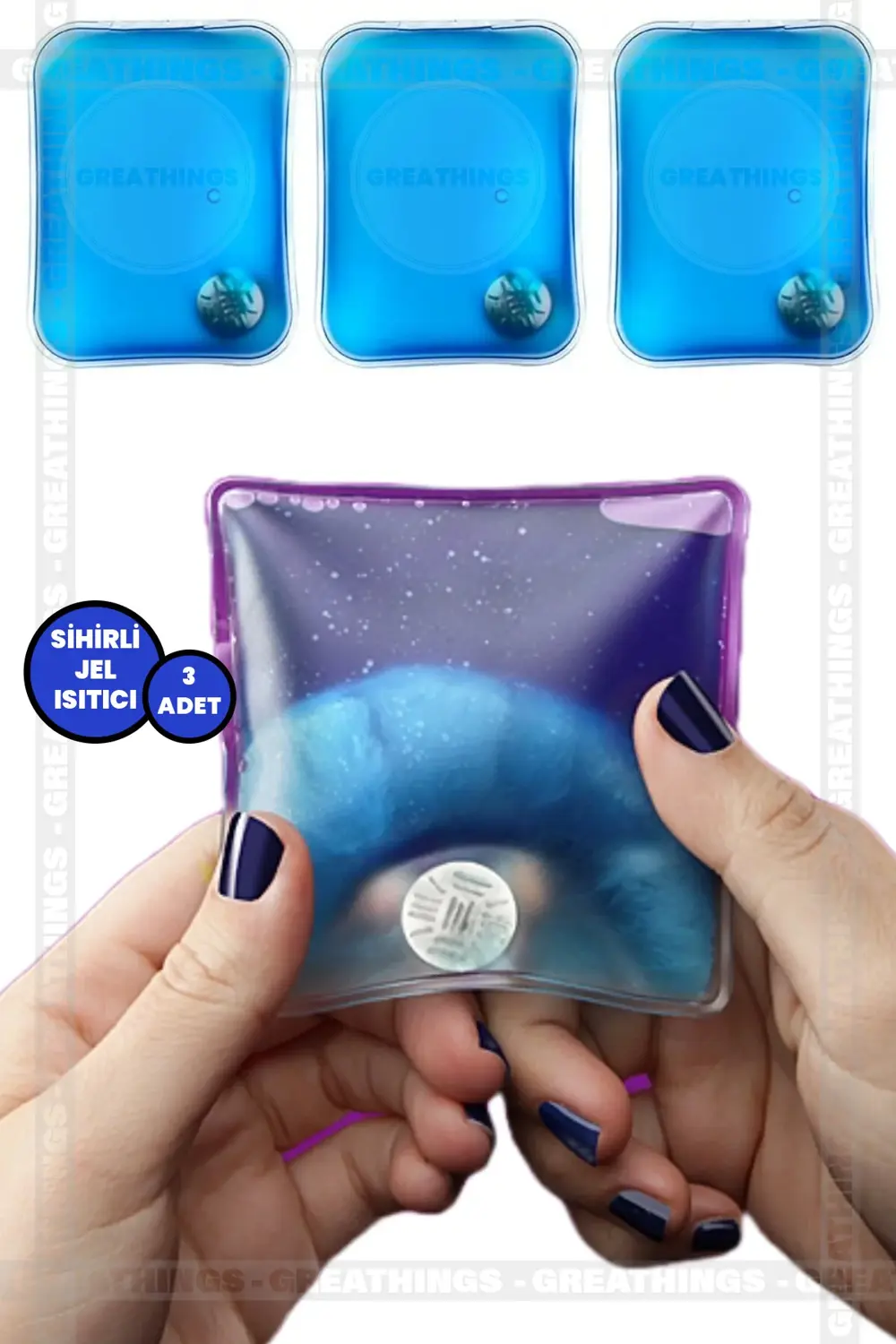 3 Adet Kare Şekilli Sihirli Jel Isıtıcı, Isınmatik, Cep Sobası, A