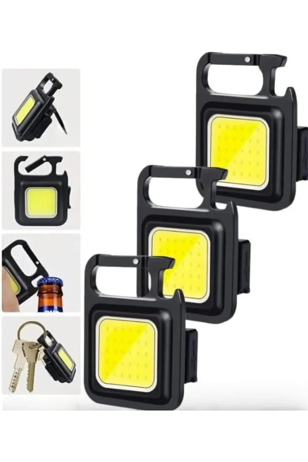 3 Adet Led Anahtarlıklı Metal Kasa El Şişe Açacağı Usb’li Şarj Ed