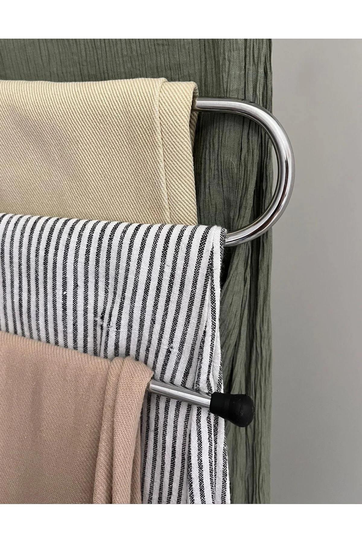 3 Adet Metal Dolap İçi Krom Askı 5 Katlı Paslanmaz Organizer Pantalon Eşarp Etek Askısı