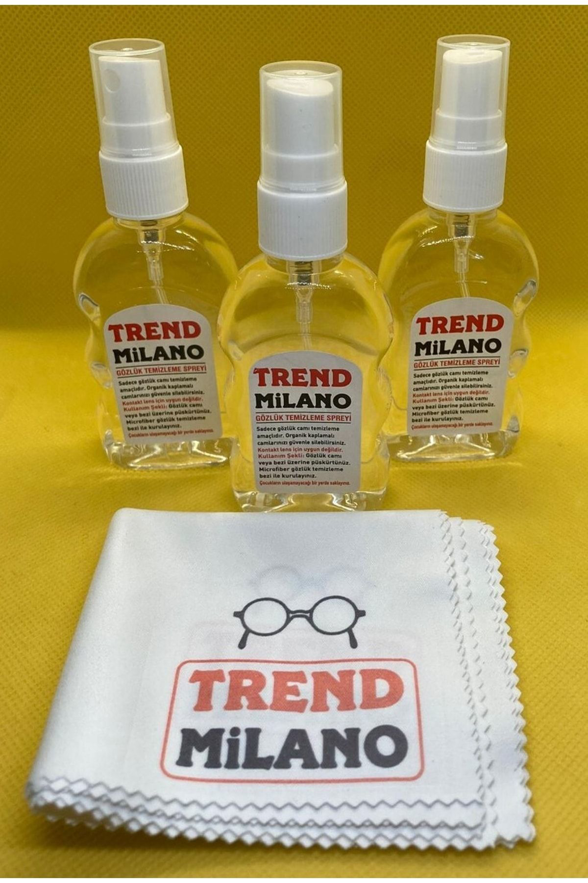 Trendmilano 3 Adet Mikrofiber Gözlük Temizleme Bezi Ve Antistatik Sprey Set