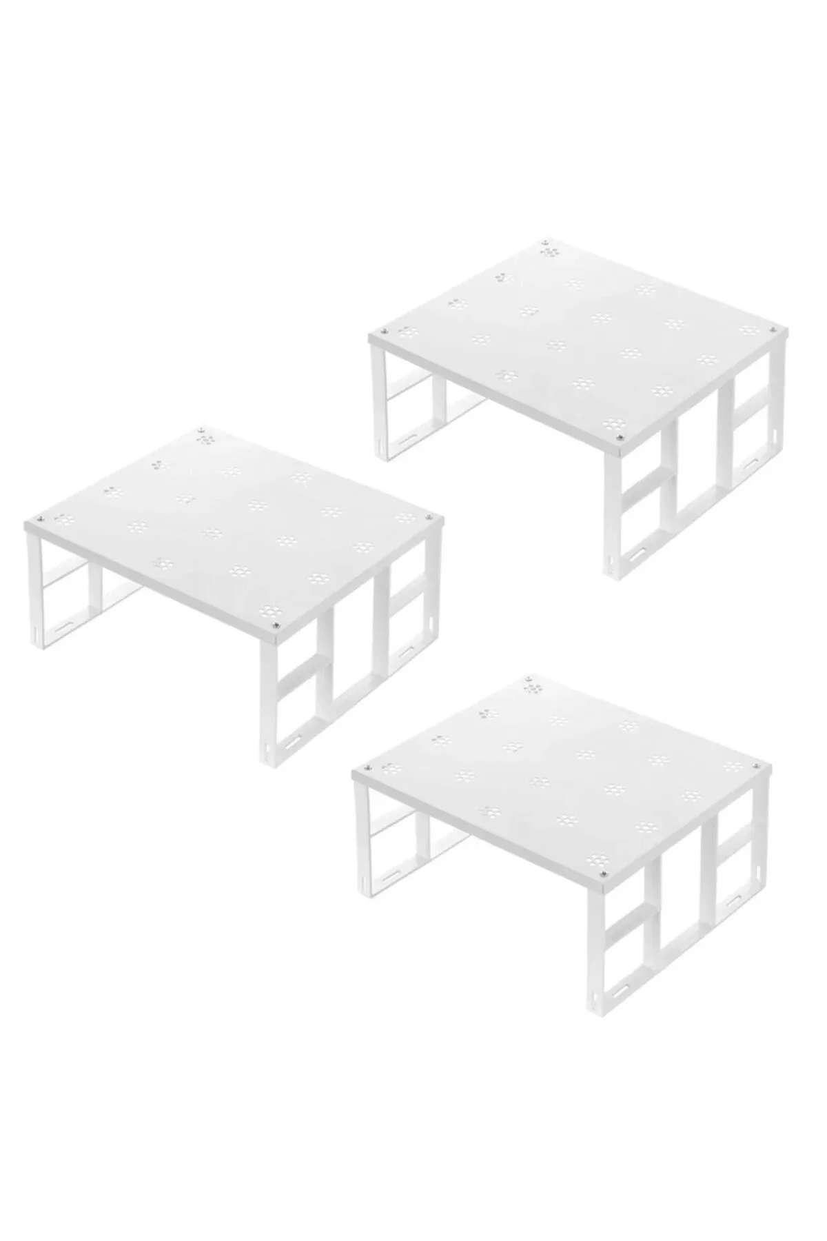 3 Adet Organizers Büyük Dolap İçi Düzenleyici Metal Raf, Bardak R