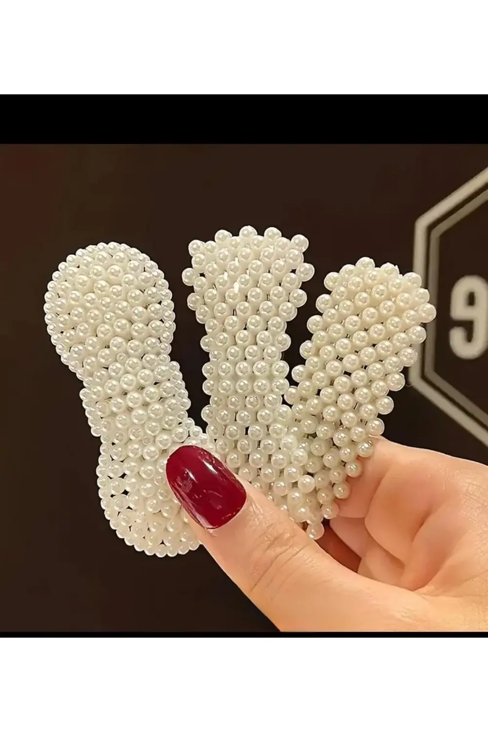 3 adet orta boy ( 5 cm ) incili çıtçıtlı kadın yan toka