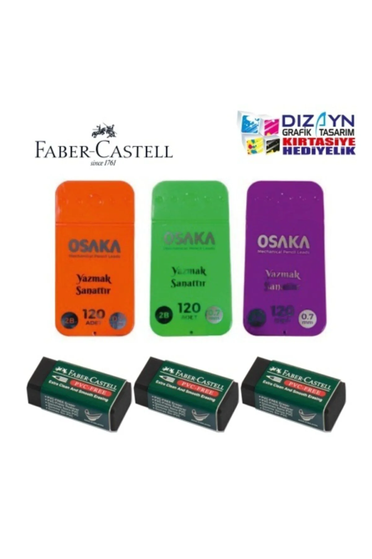 3 Adet Osaka 0,7min 2b + 3 Adet Siyah Silgi Set