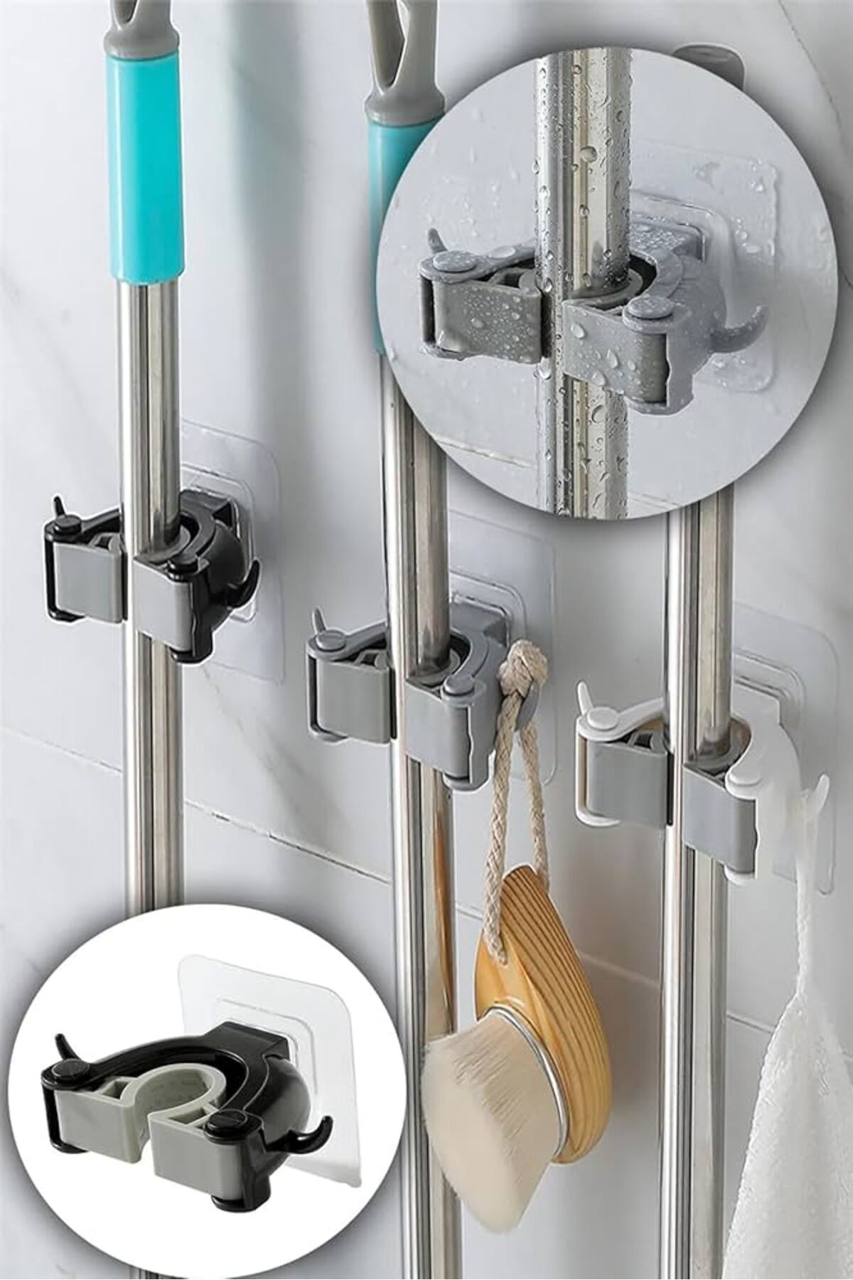 3 Adet Paspas Süpürge Fırça Ve Mop Tutucu Pratik Mutfak Mop Tutuc