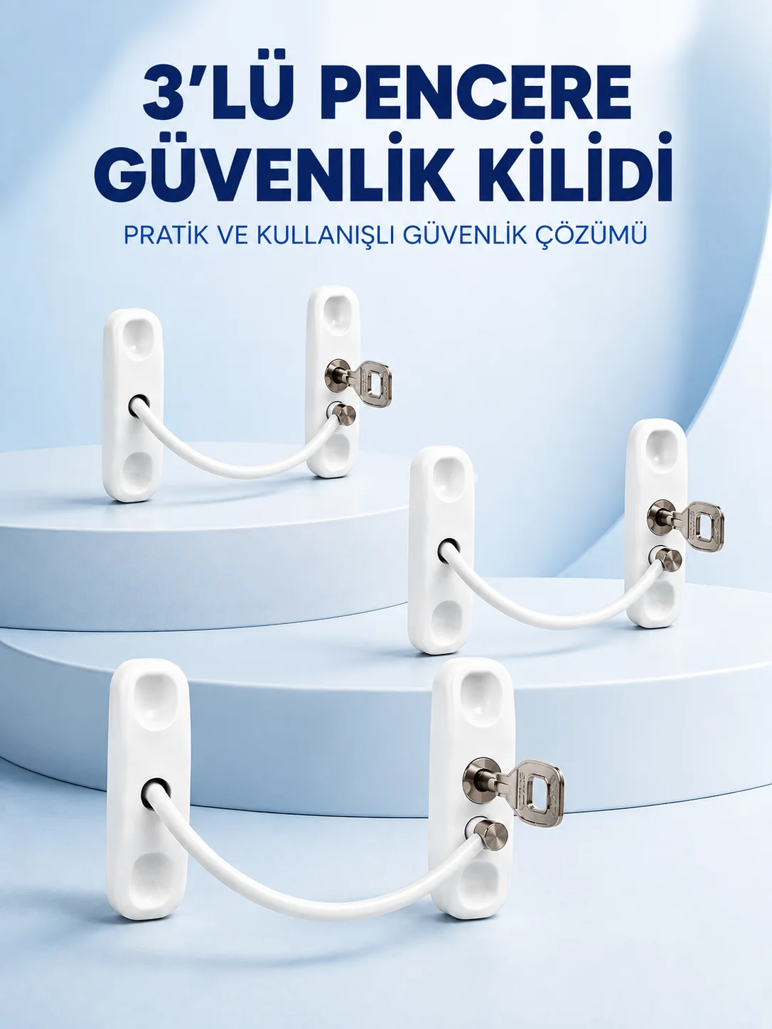 3 Adet Pencere Güvenlik Kilidi Esnek Bağlantılı Anahtarlı Koruma Seti Fiyatı, Yorumları ve Özellikleri