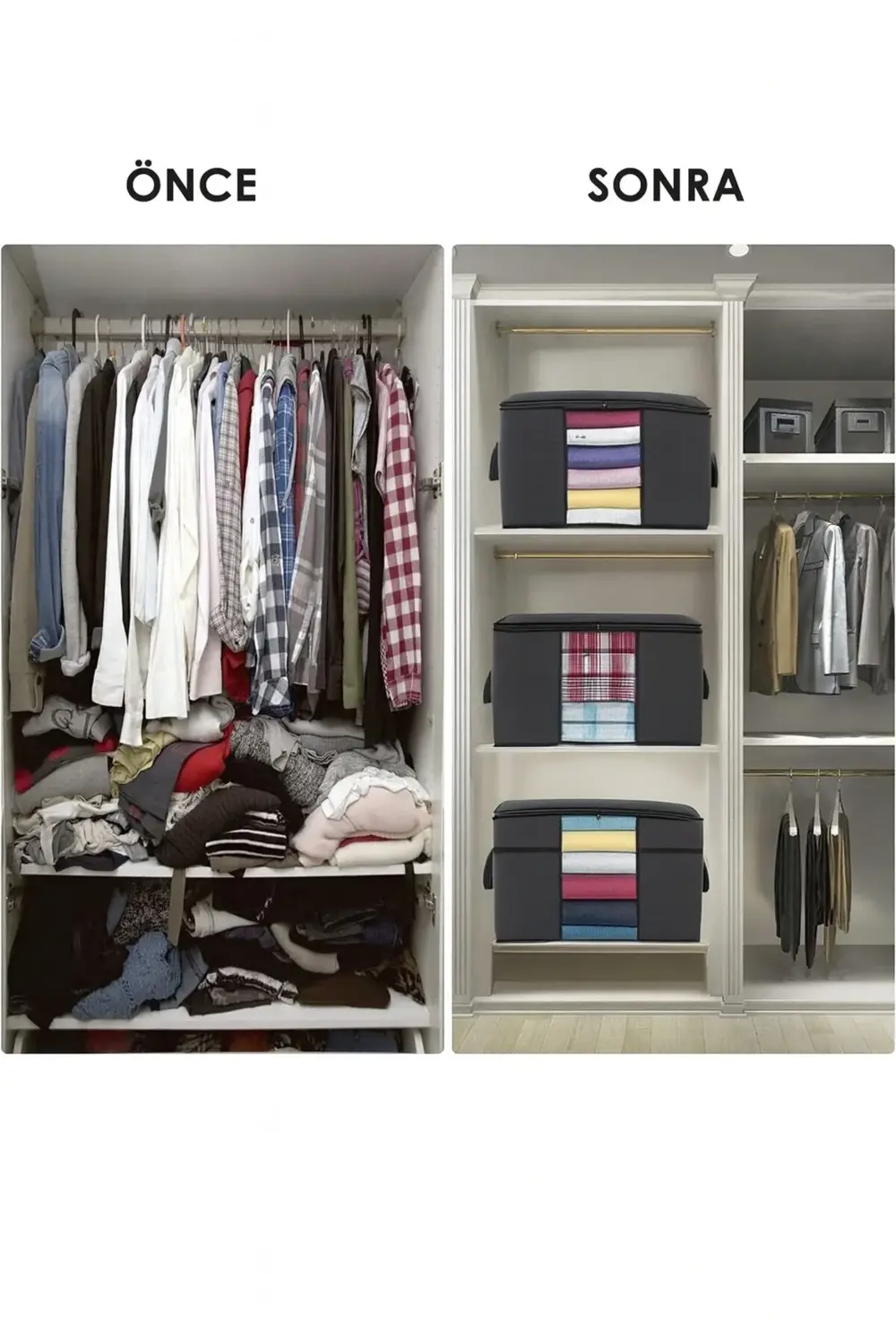 Pazar Kapısı 3 Adet Pencereli Yastık Saklama Hurcu - Mega Boy Yorgan Hurç Orga