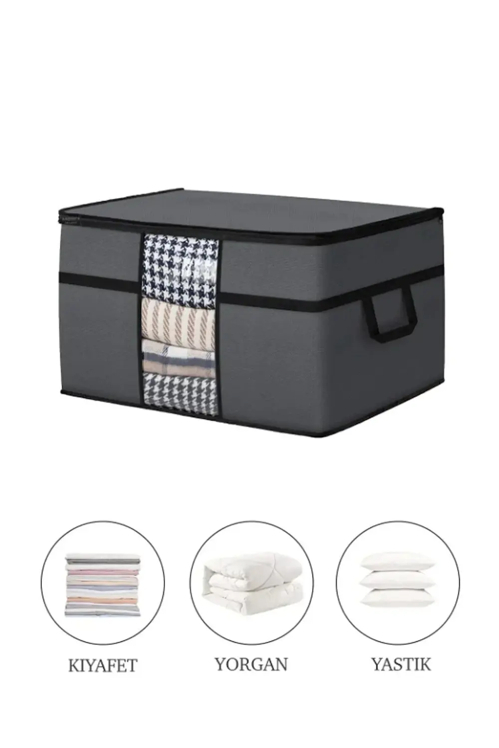 3 Adet Pencereli Yastık Saklama Hurcu - Mega Boy Yorgan Hurç Orga