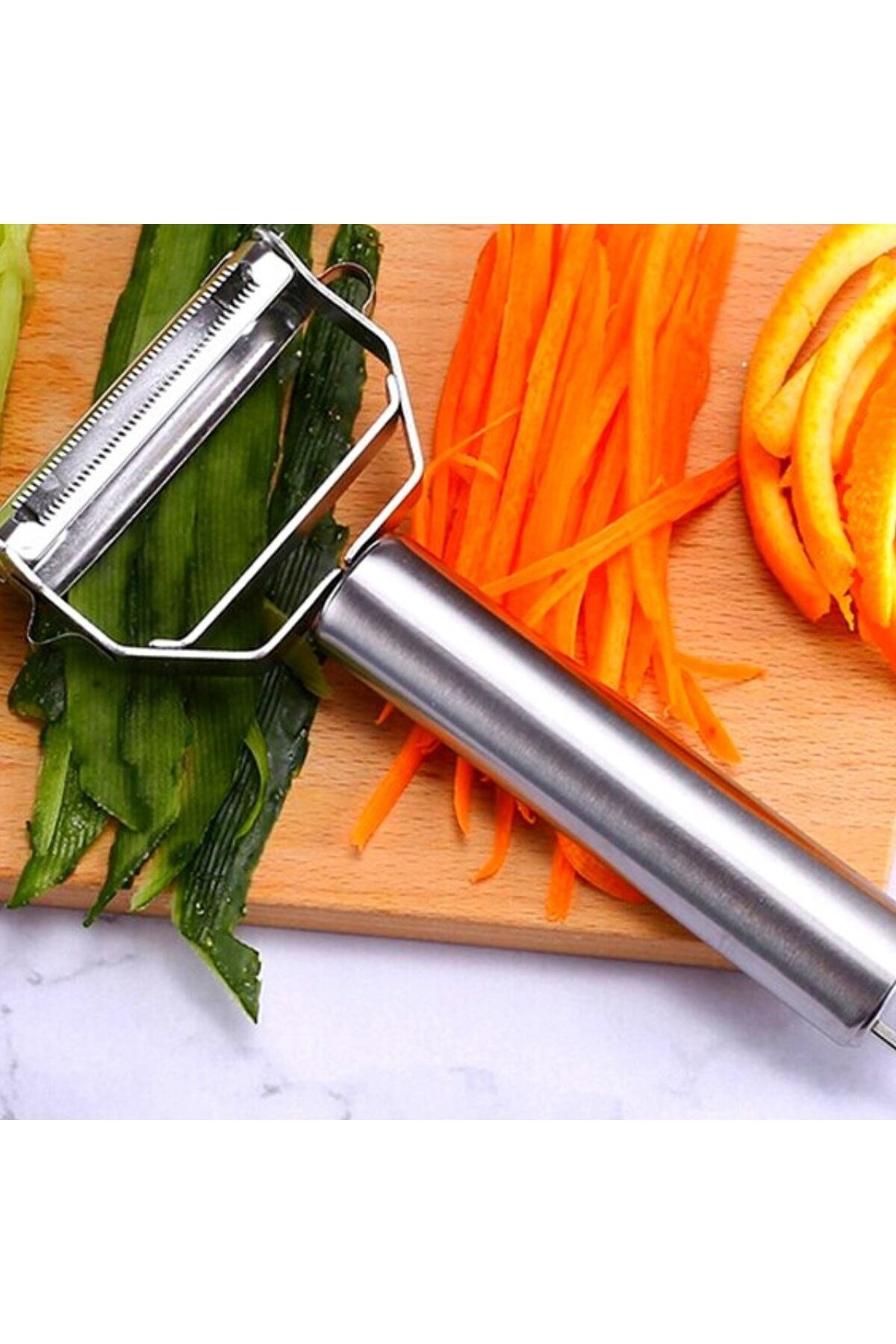 3 Adet Pratik Soyacak Jumbo Boy Paslanmaz Çelik Turbo Jülyen Sebz