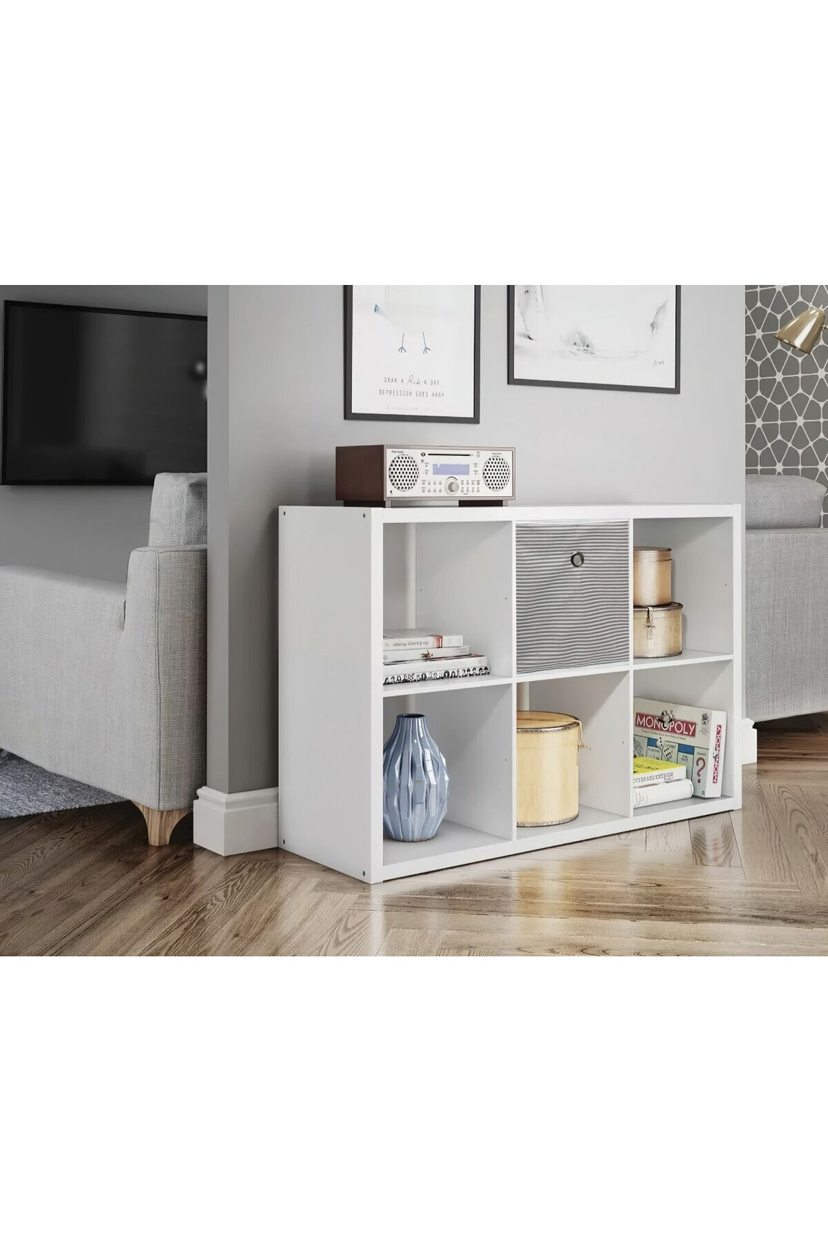 Pazar Kapısı 3 Adet Raf Organizer Saklama Kutusu Gri 30 X 30 X 30 Cm