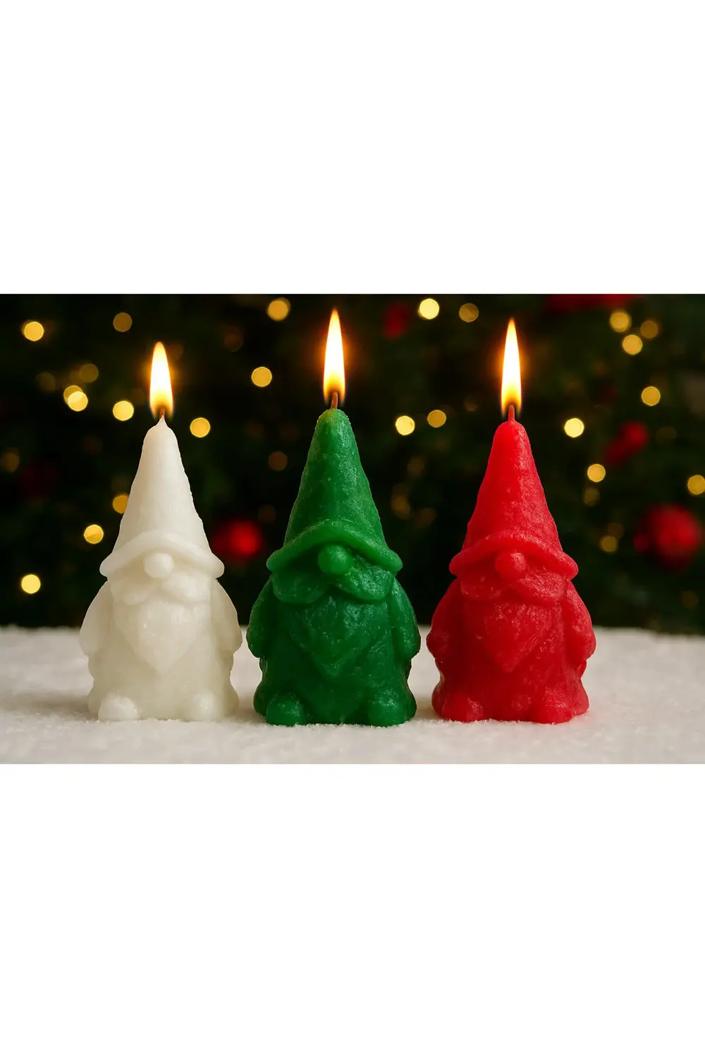 3 adet şans cücesi hediyelik dekoratif mum seti