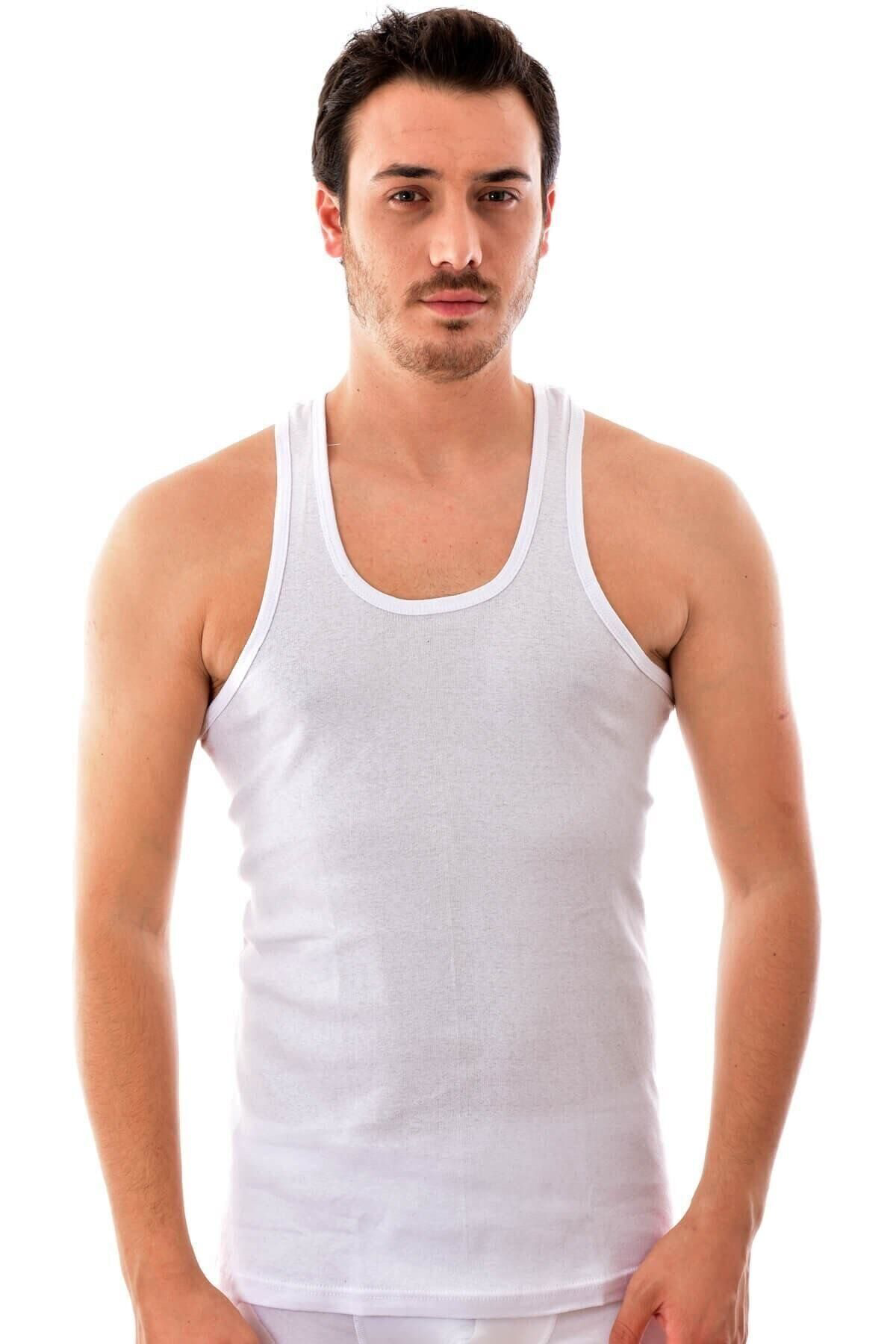 Seher Yıldızı 3 Adet Seher Erkek Beyaz Askılı Ribana Spor Atlet