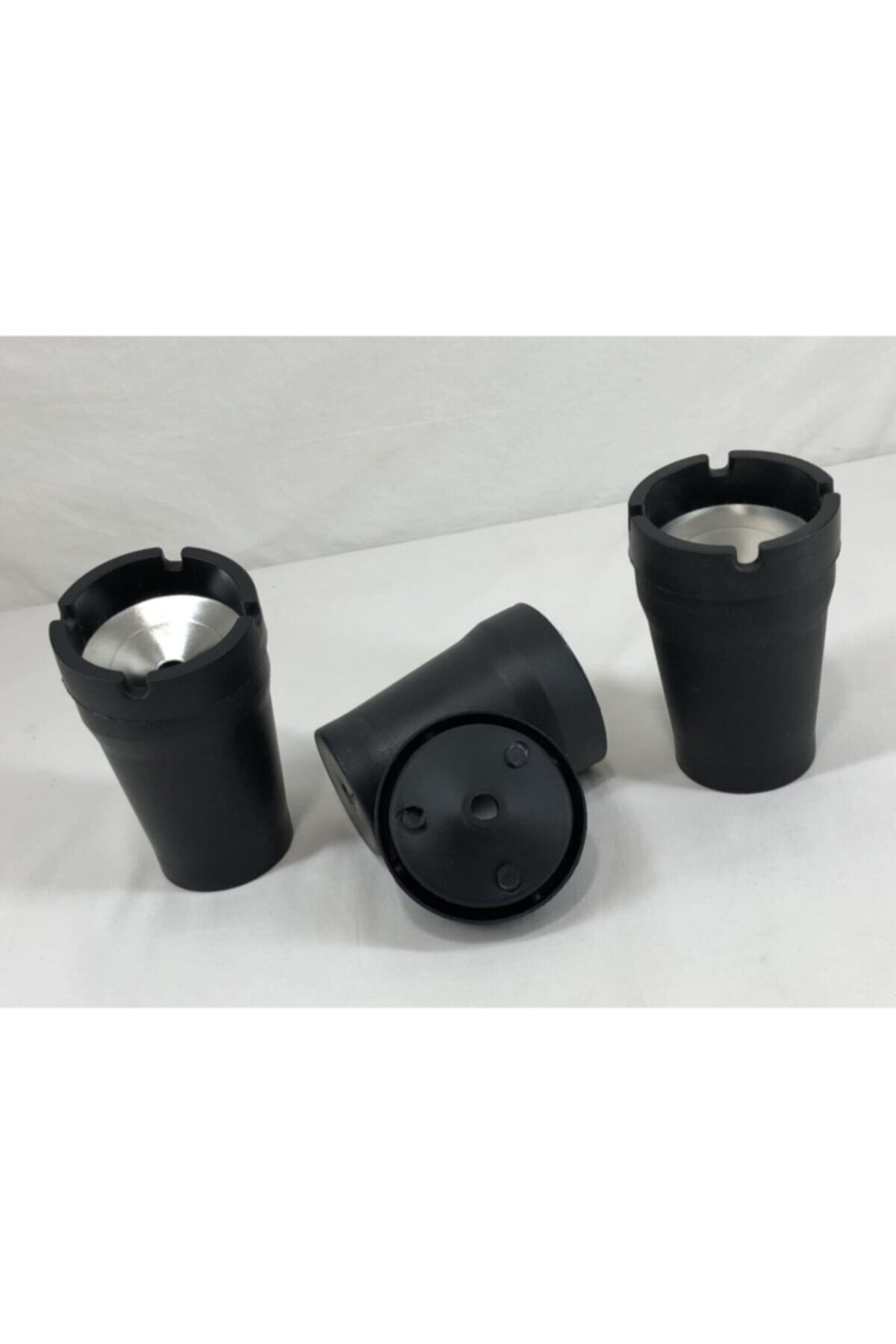 3 Adet Siyah Koku Yapmayan Özel Tasarım Metal Ağızlı Kül Tablası