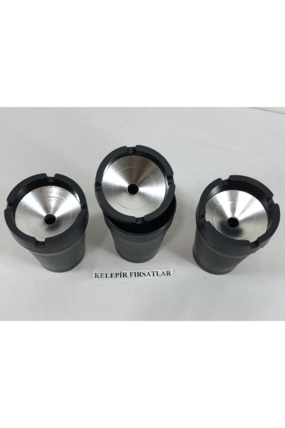 3 Adet Siyah Koku Yapmayan Özel Tasarım Metal Ağızlı Kül Tablası