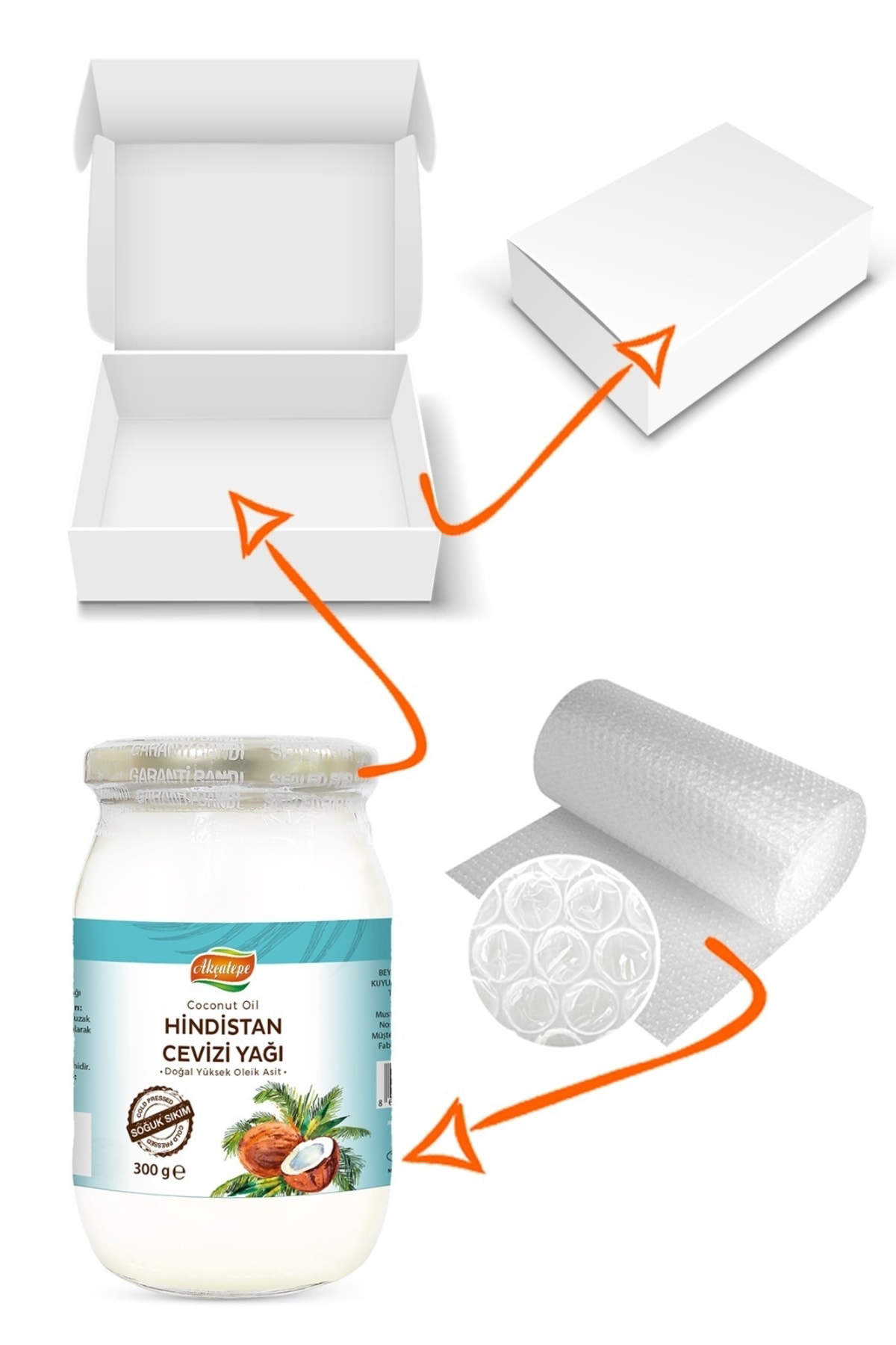 Akçatepe 3 Adet Soğuk Sıkım Katı Hindistan Cevizi Yağı