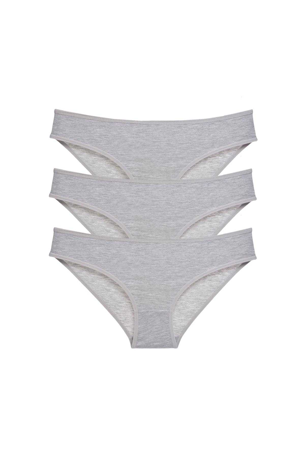 Just Cheap Store 3 Adet Süper Eko Set Likrali Kadin Slip Külot Gri