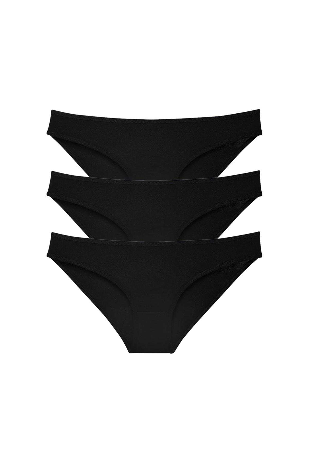 Just Cheap Store 3 Adet Süper Eko Set Likrali Kadin Slip Külot Siyah