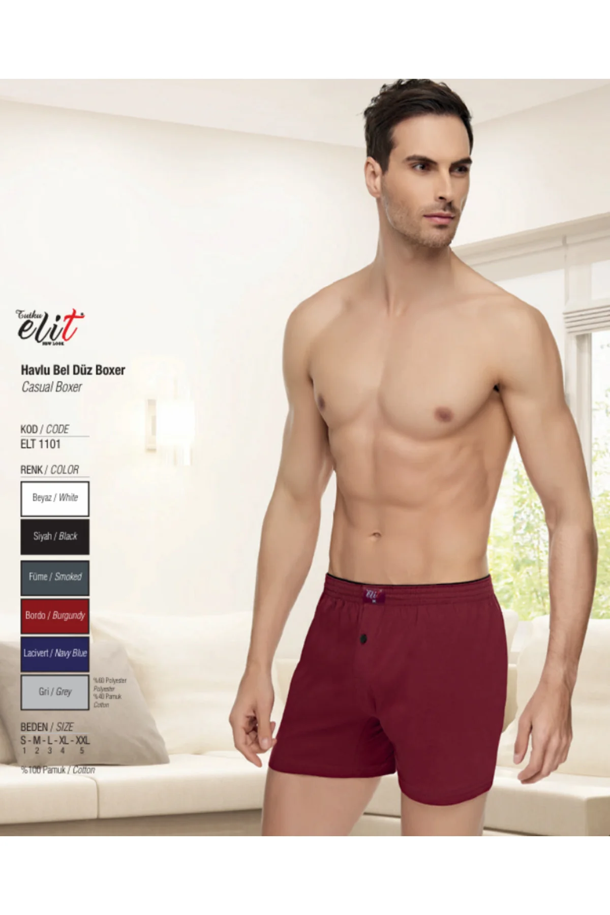 (3 ADET) TUTKU HAVLU BEL DÜZ ERKEK BOXER