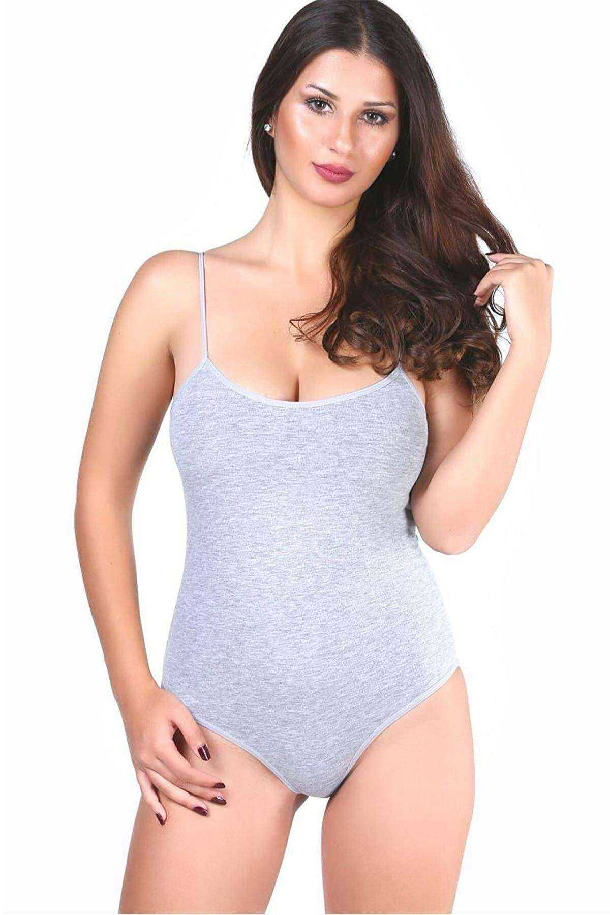 Just Cheap Store 3 Adet Tutku Kadin İp Askili Gri Çitçitli Body 0148