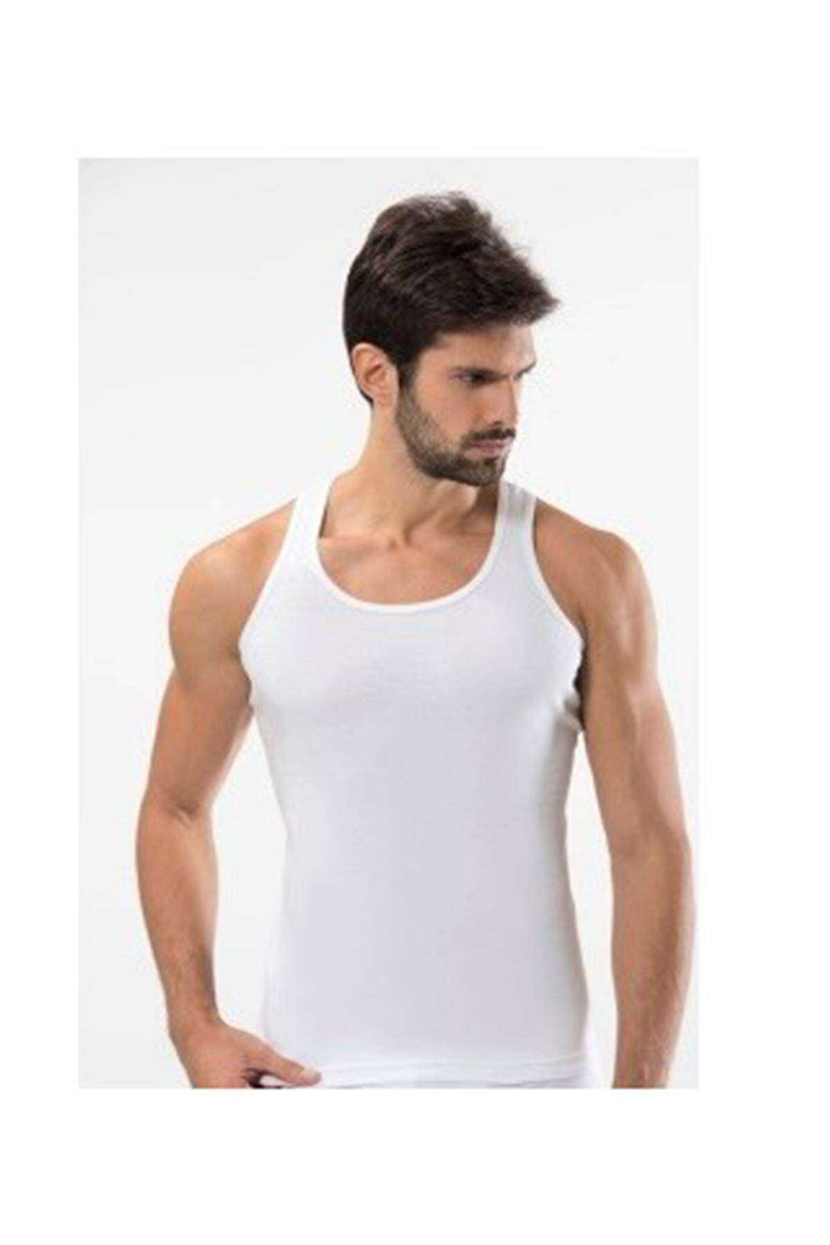 Just Cheap Store 3 Adet Tutku Ribana Spor Erkek Beyaz Atlet 0118